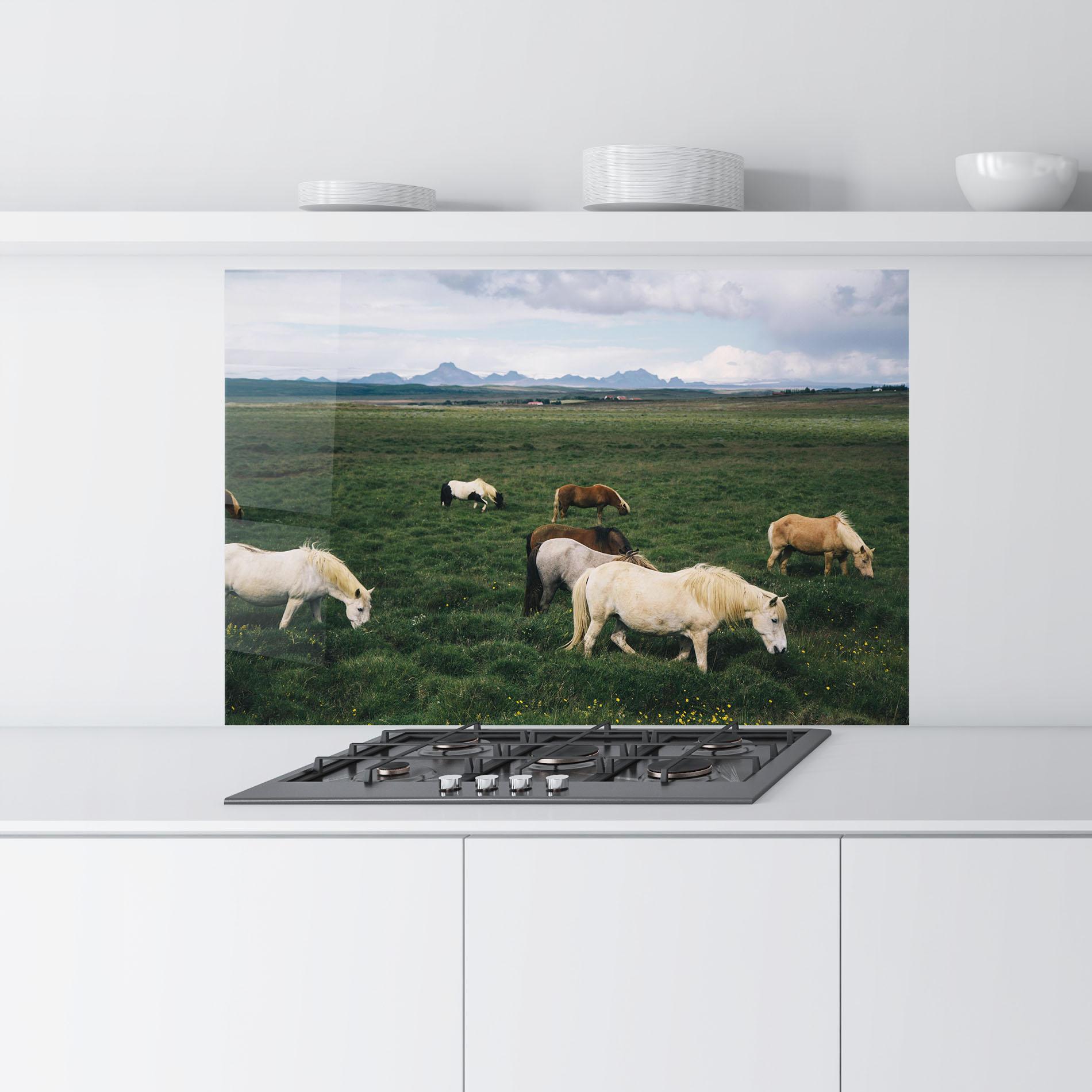 Panou Sticla Bucatarie Countryside Horses mockup 9