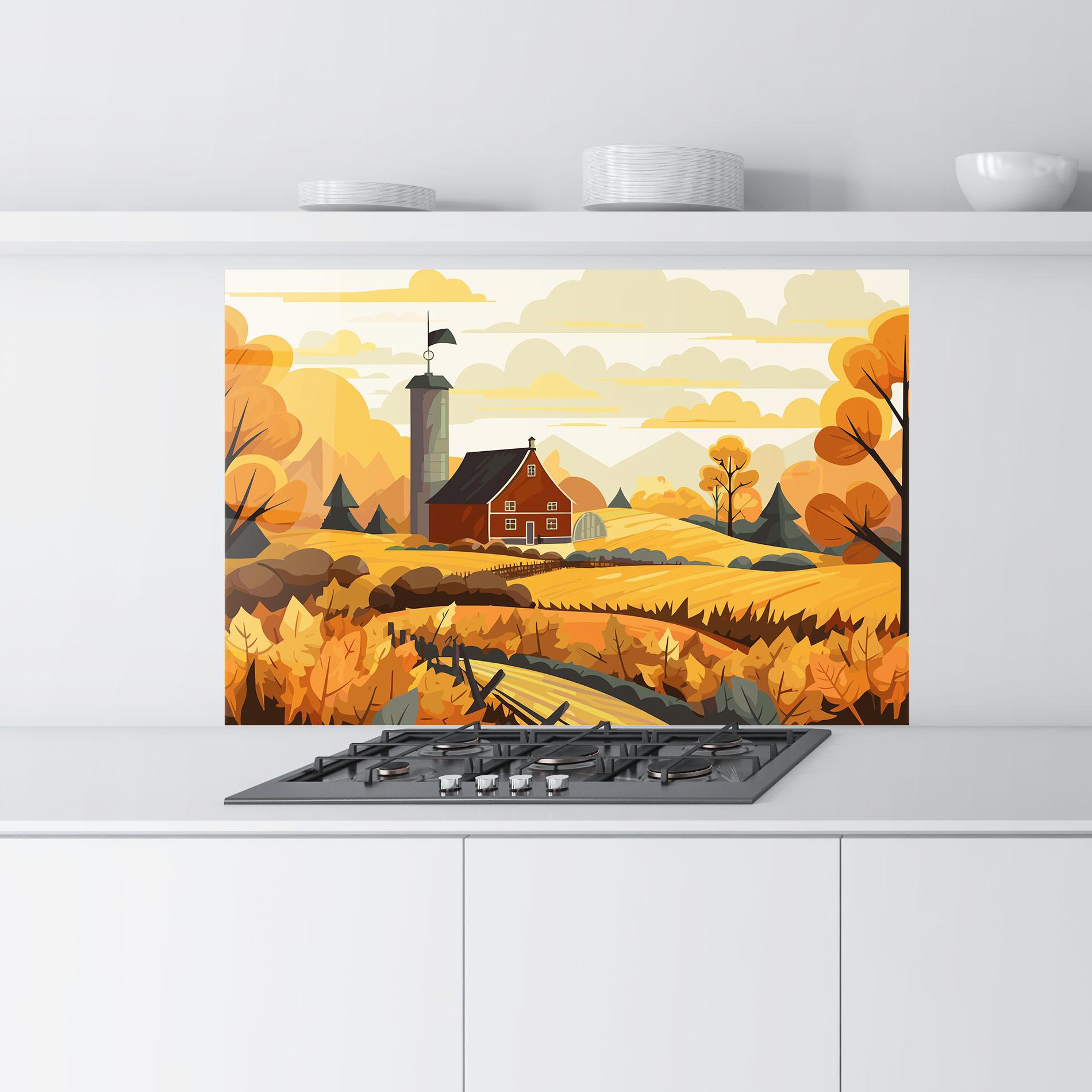 Panou Sticla Bucatarie Countryside House mockup 9