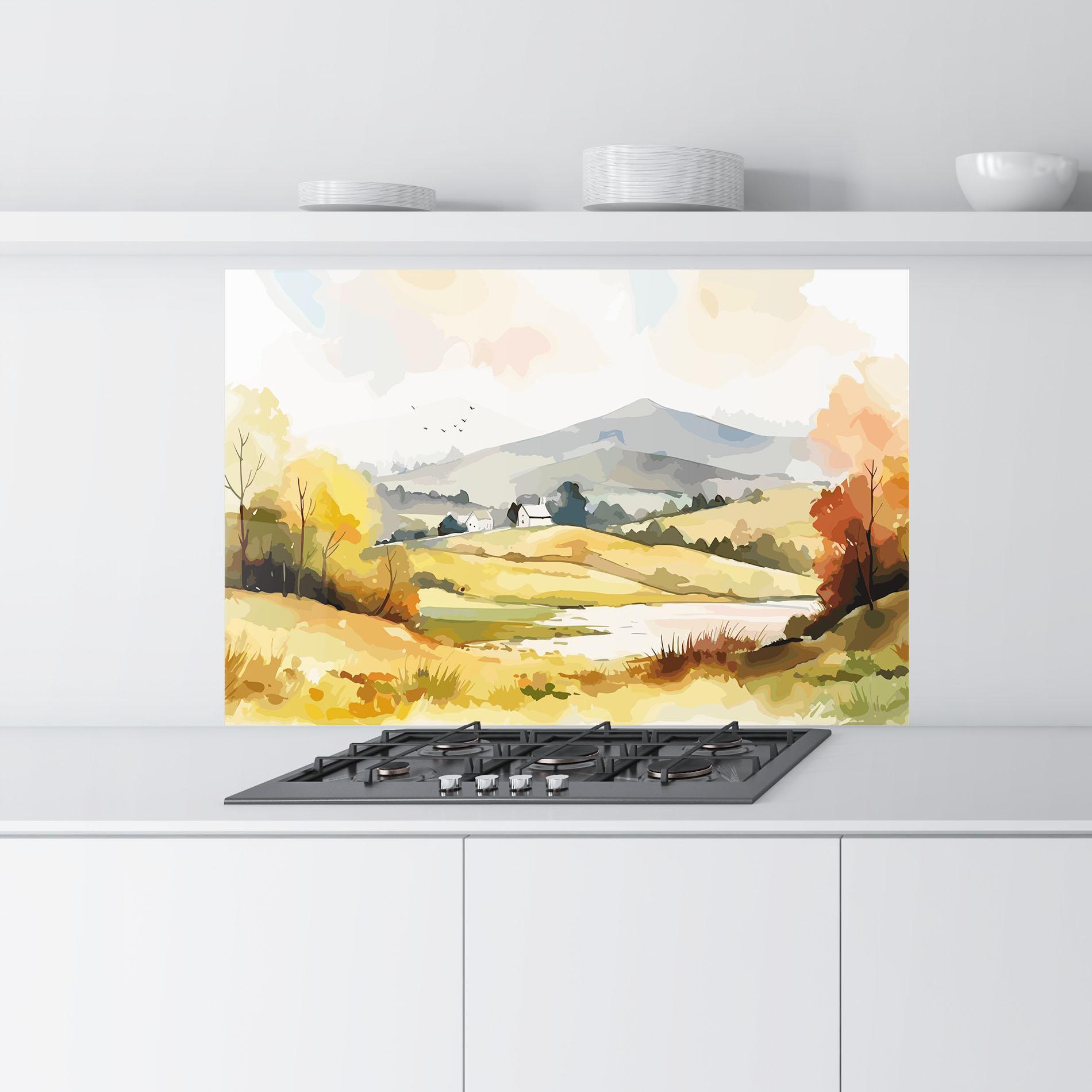 Panou Sticla Bucatarie Countryside View mockup 9