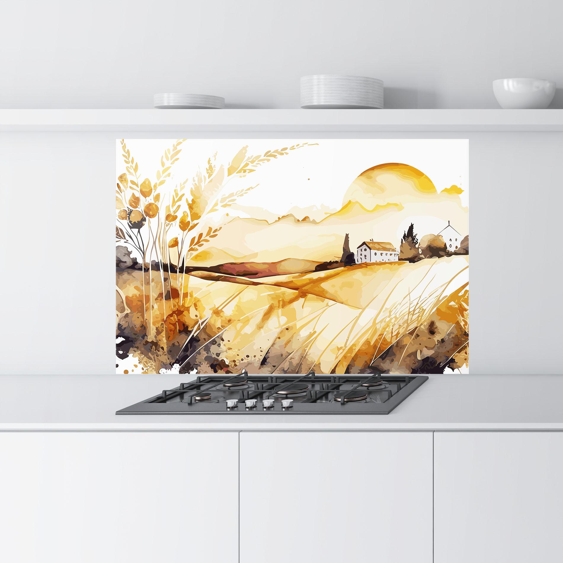 Panou Sticla Bucatarie Crops Field mockup 9