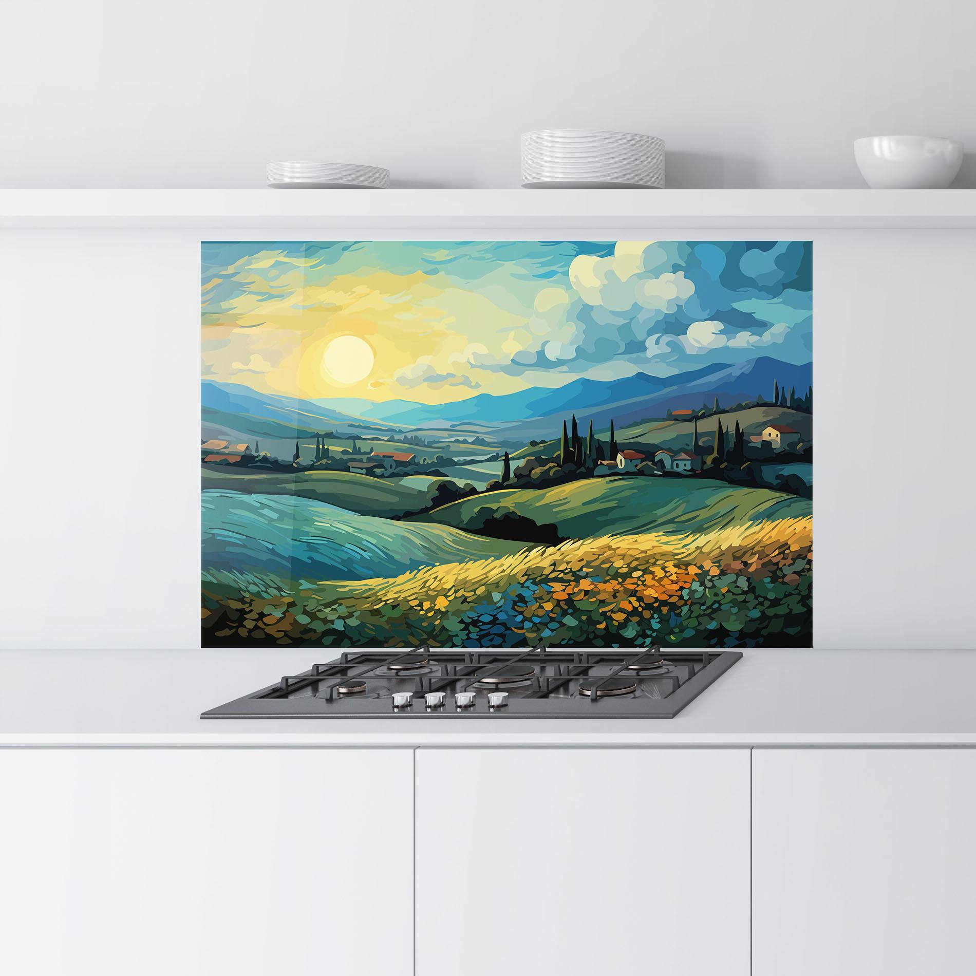 Panou Sticla Bucatarie Fantasy Blue View mockup 9