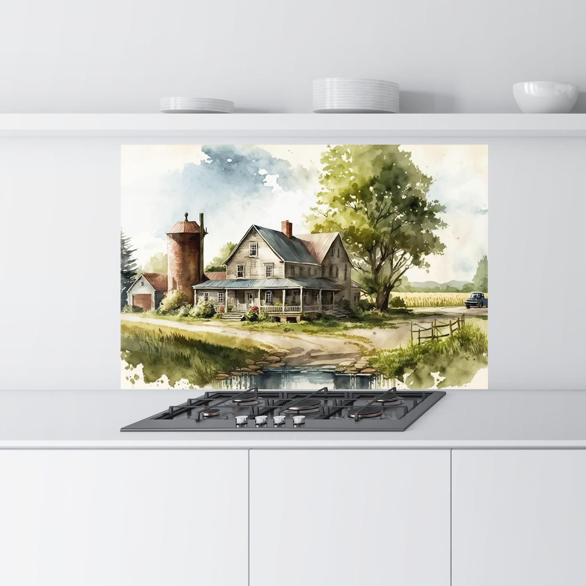 Panou Sticla Bucatarie Farm Blue Car mockup 9