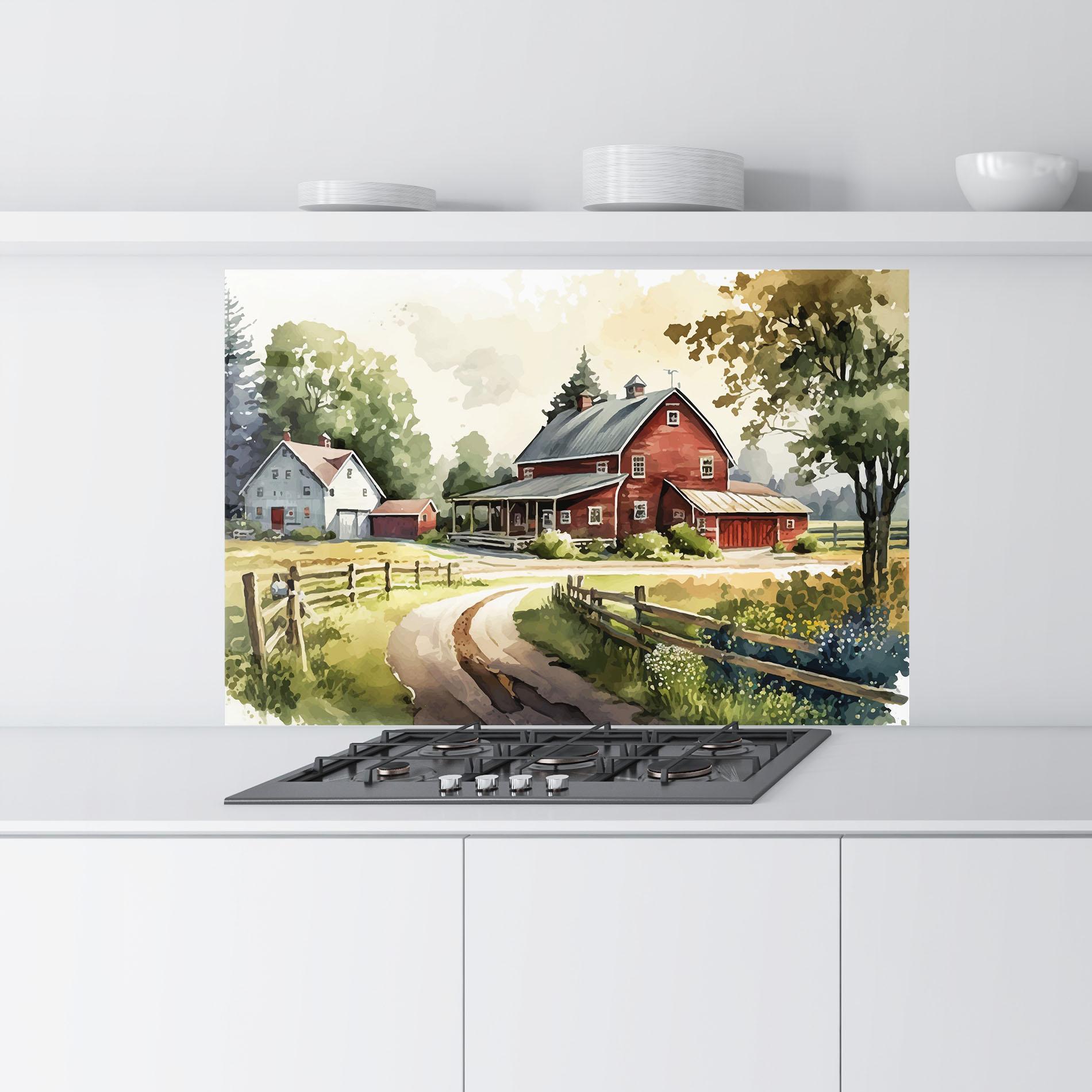 Panou Sticla Bucatarie Farmhouse Painting mockup 9