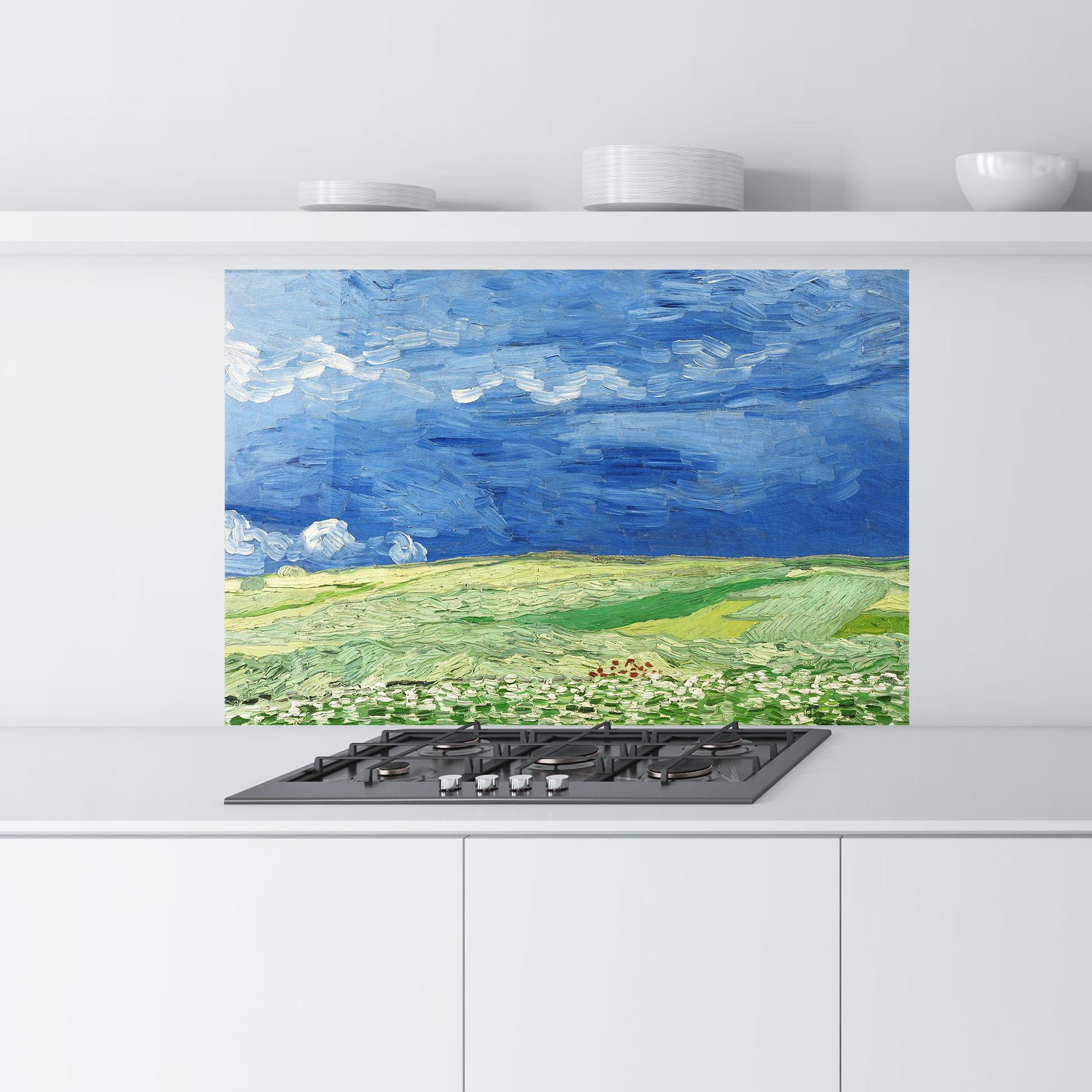 Panou Sticla Bucatarie Green Blue Field mockup 9