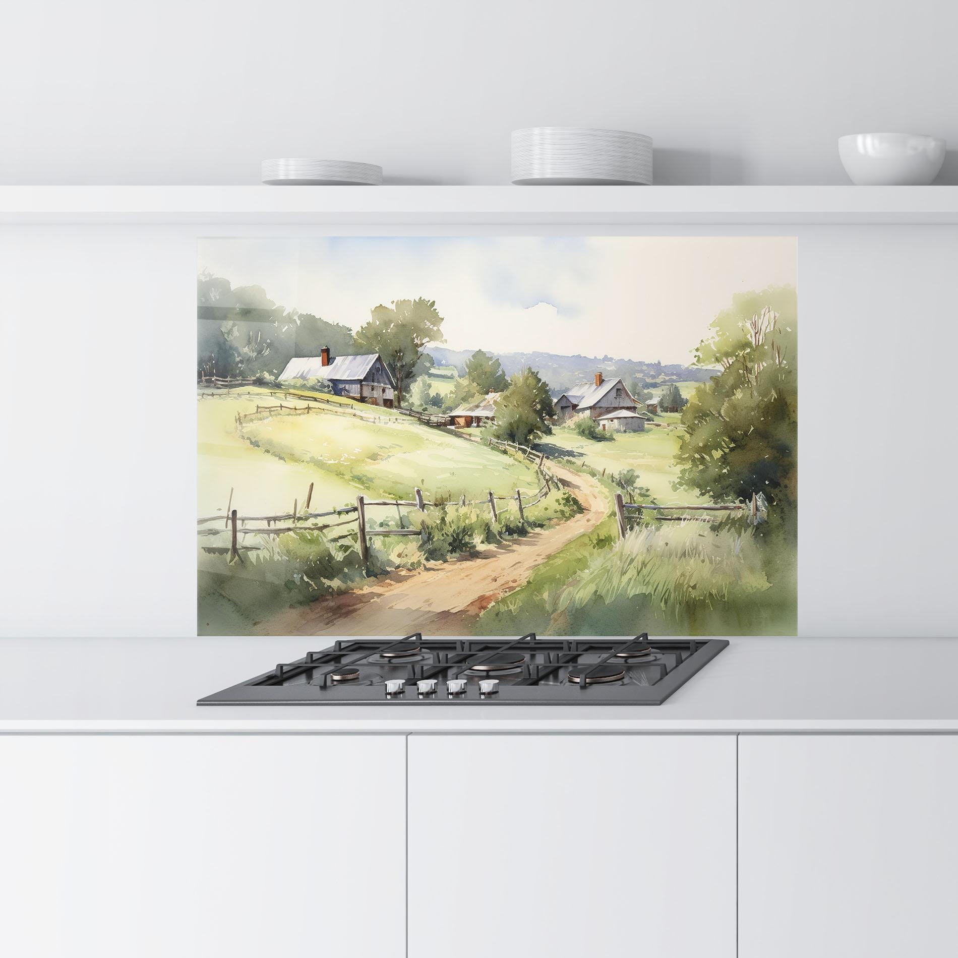 Panou Sticla Bucatarie Rural Farm mockup 9