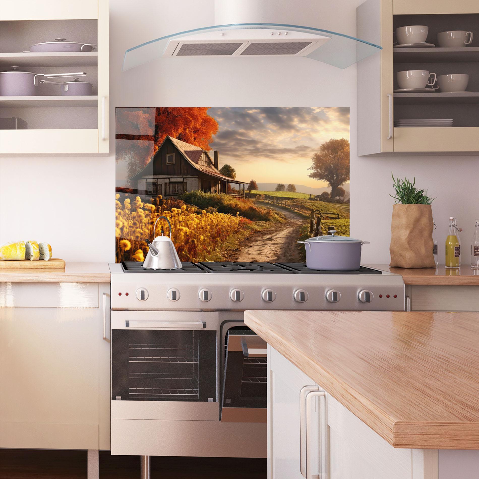 Panou Sticla Bucatarie Autumn Farm House mockup 1