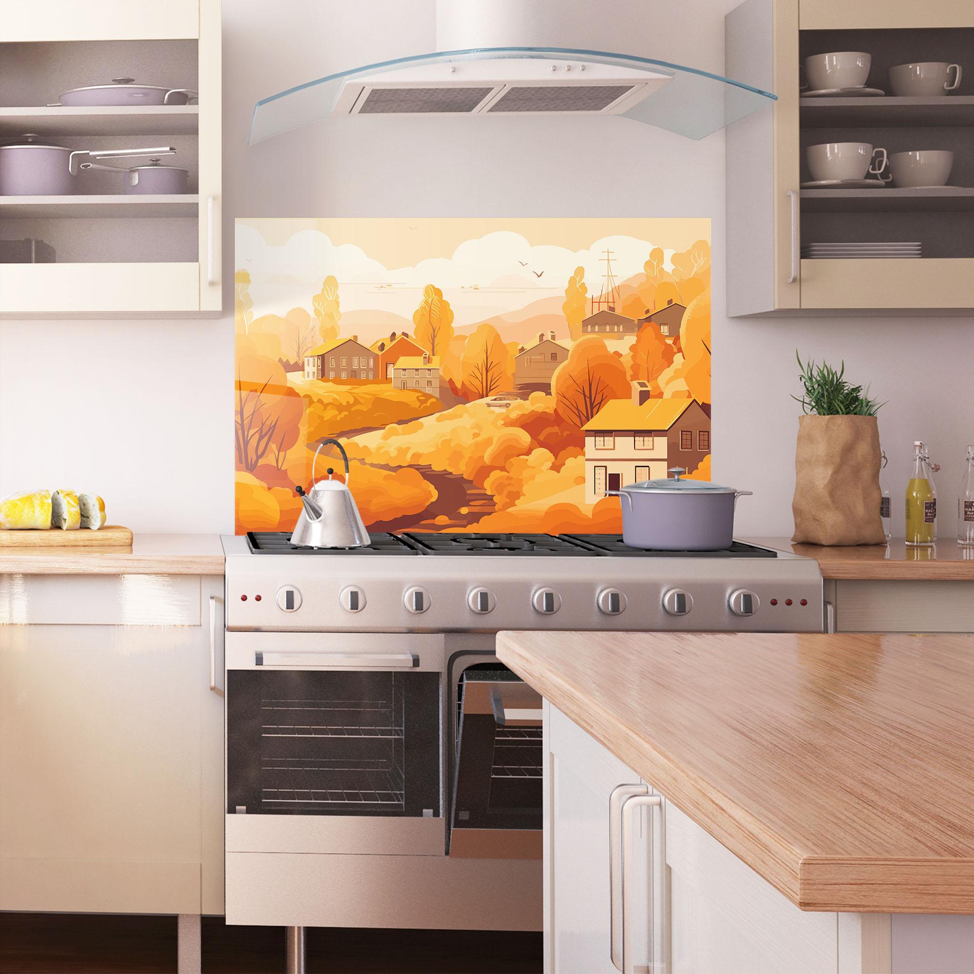 Panou Sticla Bucatarie Countryside Autumn mockup 1