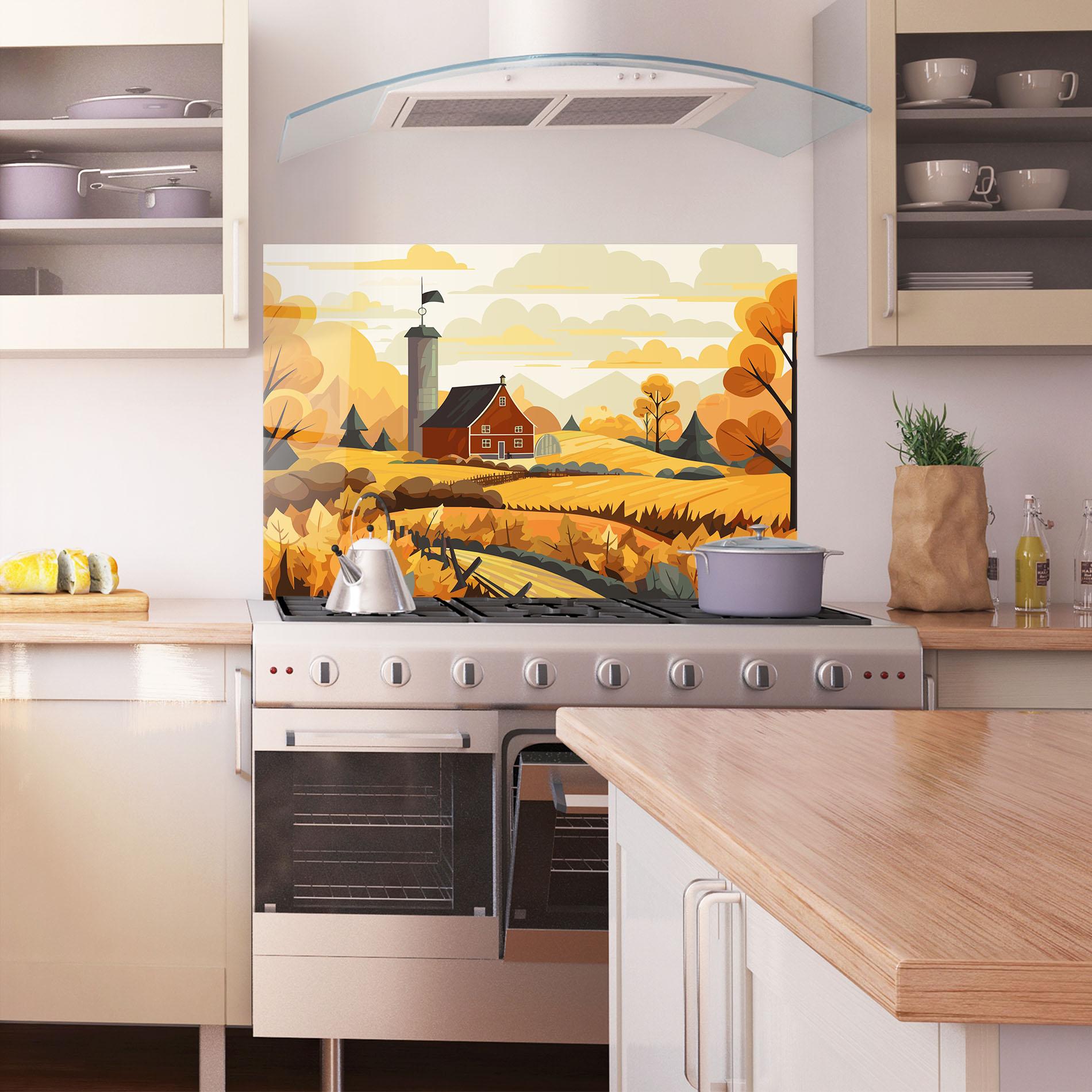 Panou Sticla Bucatarie Countryside House mockup 1