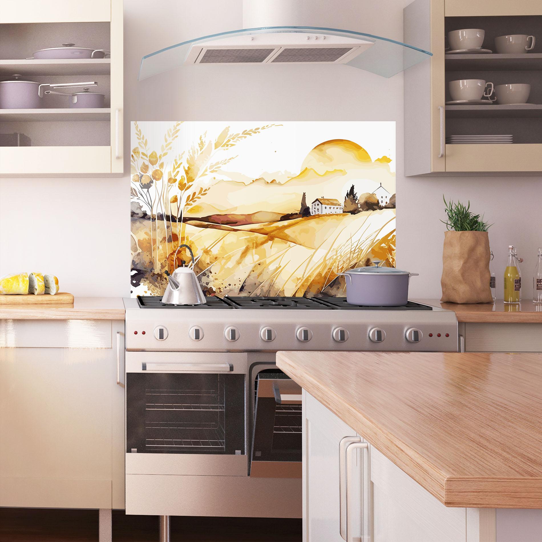 Panou Sticla Bucatarie Crops Field mockup 1