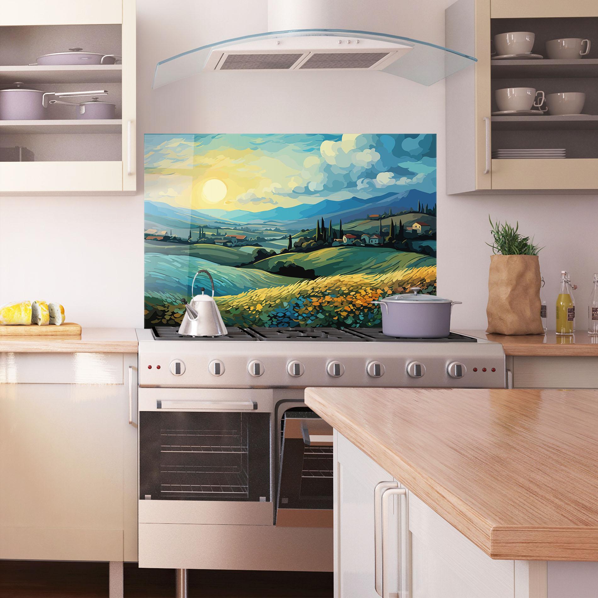 Panou Sticla Bucatarie Fantasy Blue View mockup 1