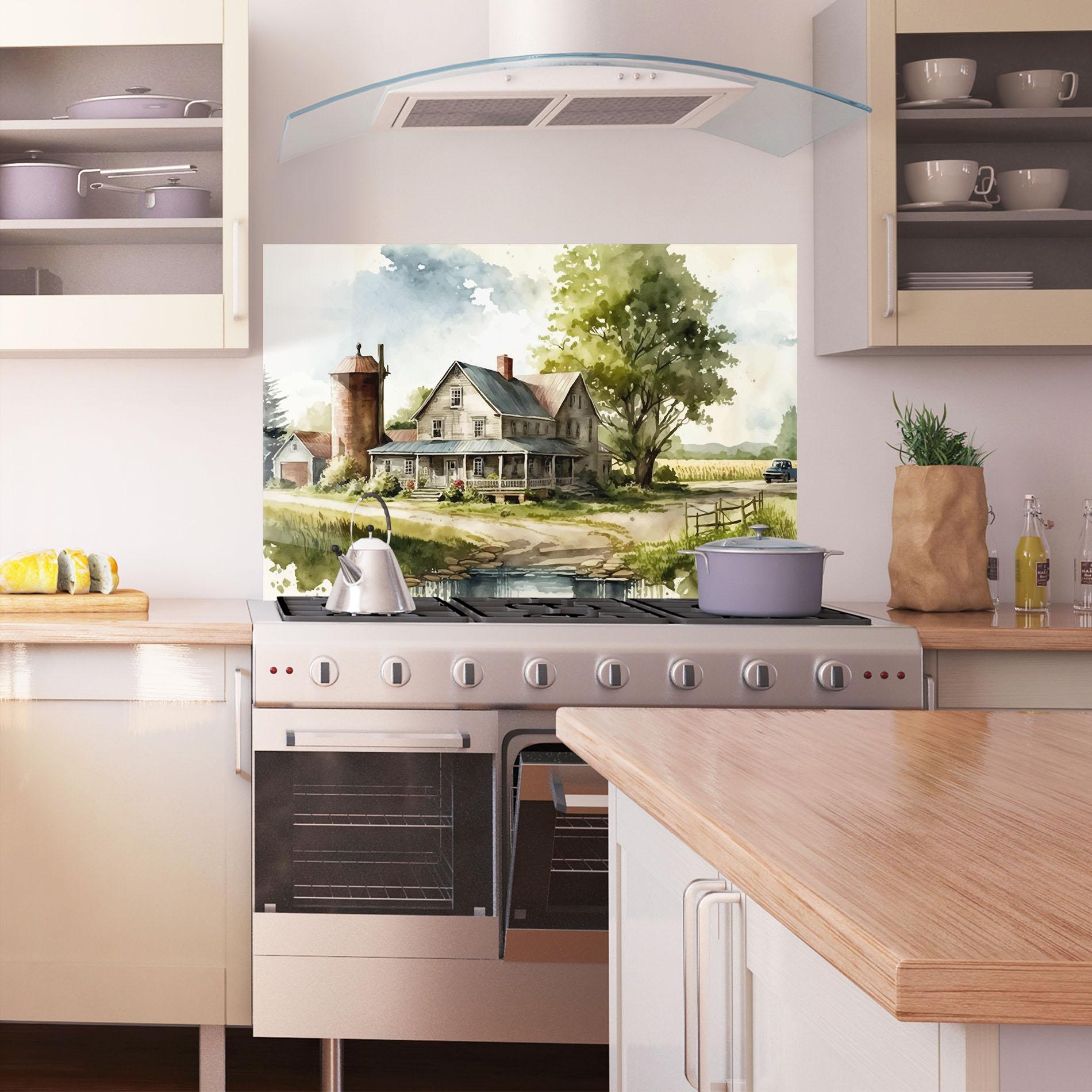 Panou Sticla Bucatarie Farm Blue Car mockup 1