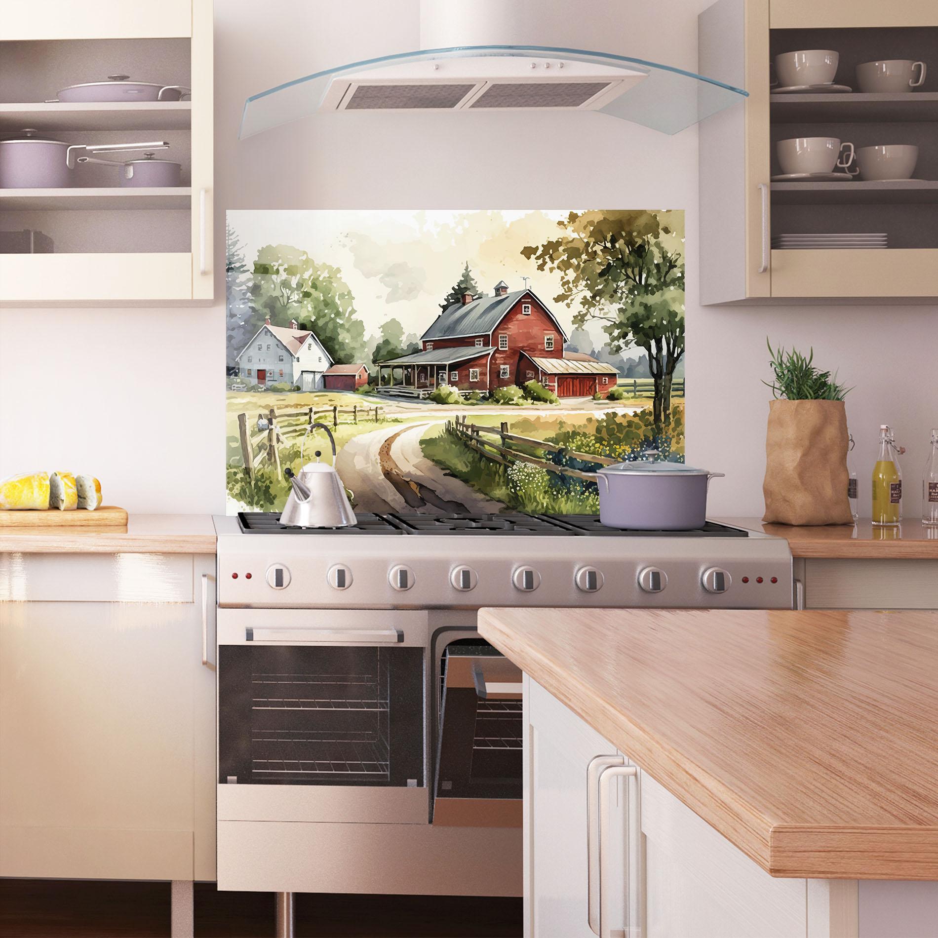 Panou Sticla Bucatarie Farmhouse Painting mockup 1