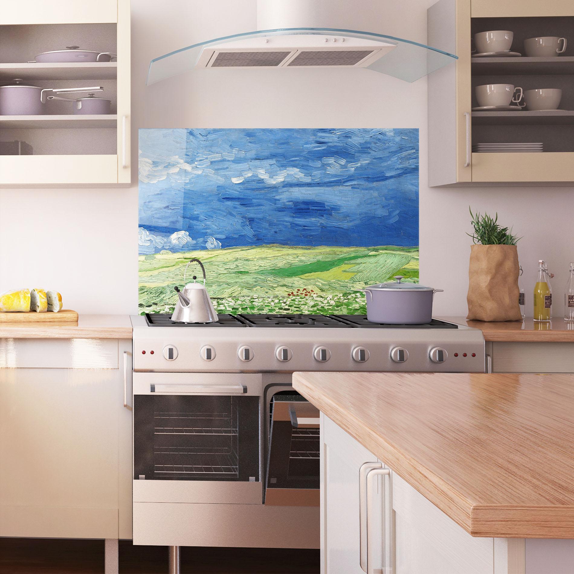 Panou Sticla Bucatarie Green Blue Field mockup 1