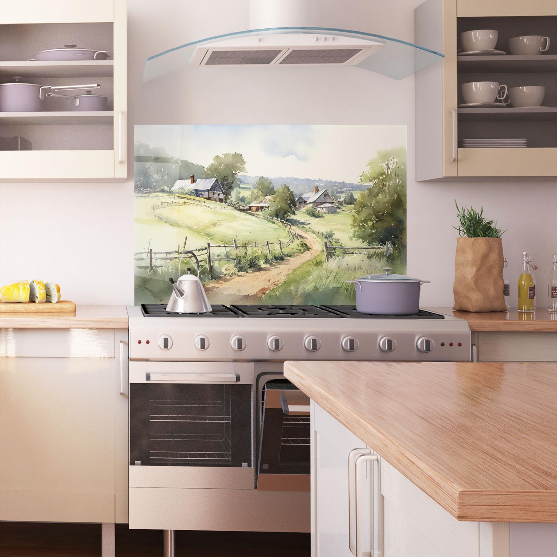 Panou Sticla Bucatarie Rural Farm mockup 1