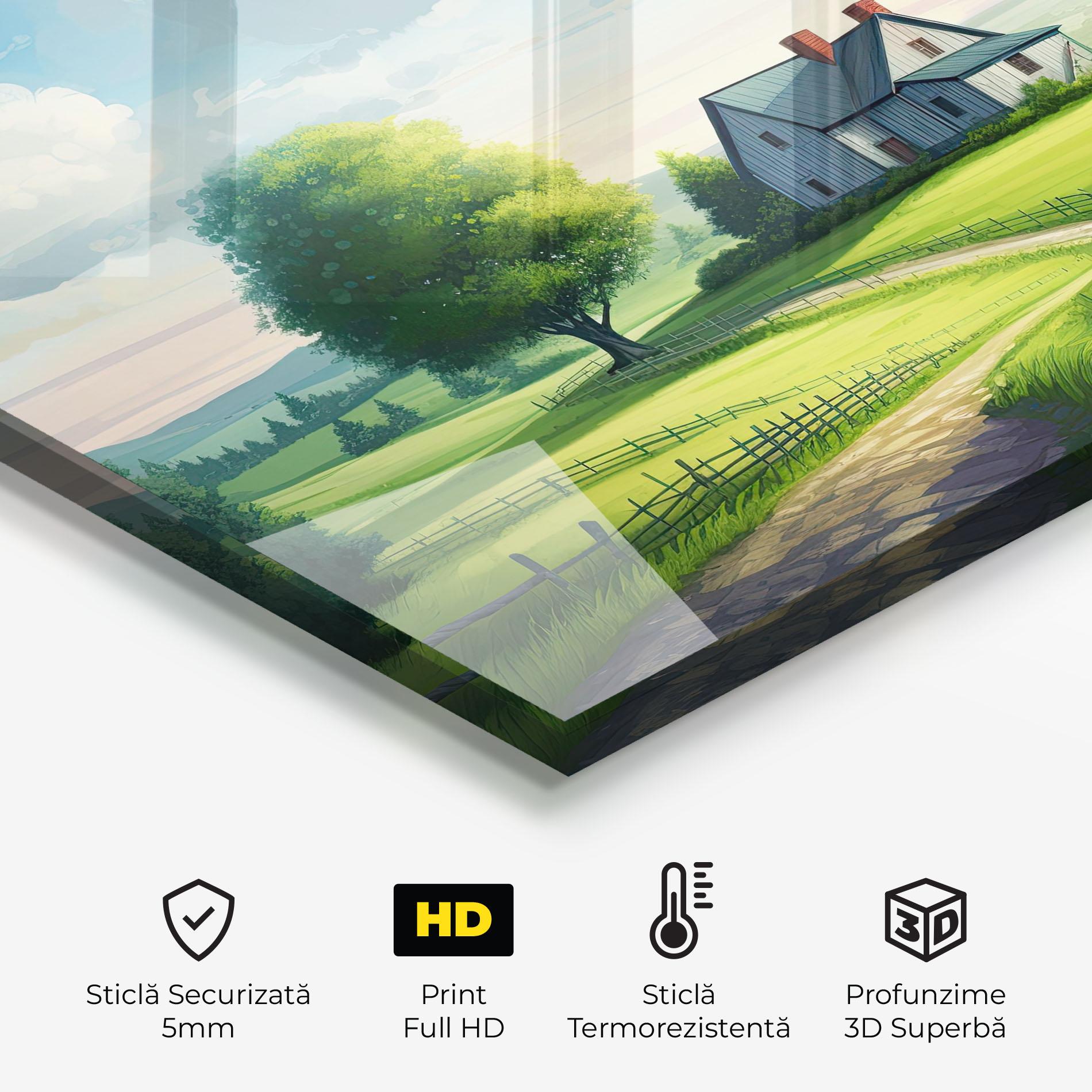 Panou Sticla Bucatarie Calming Rural View mockup 2