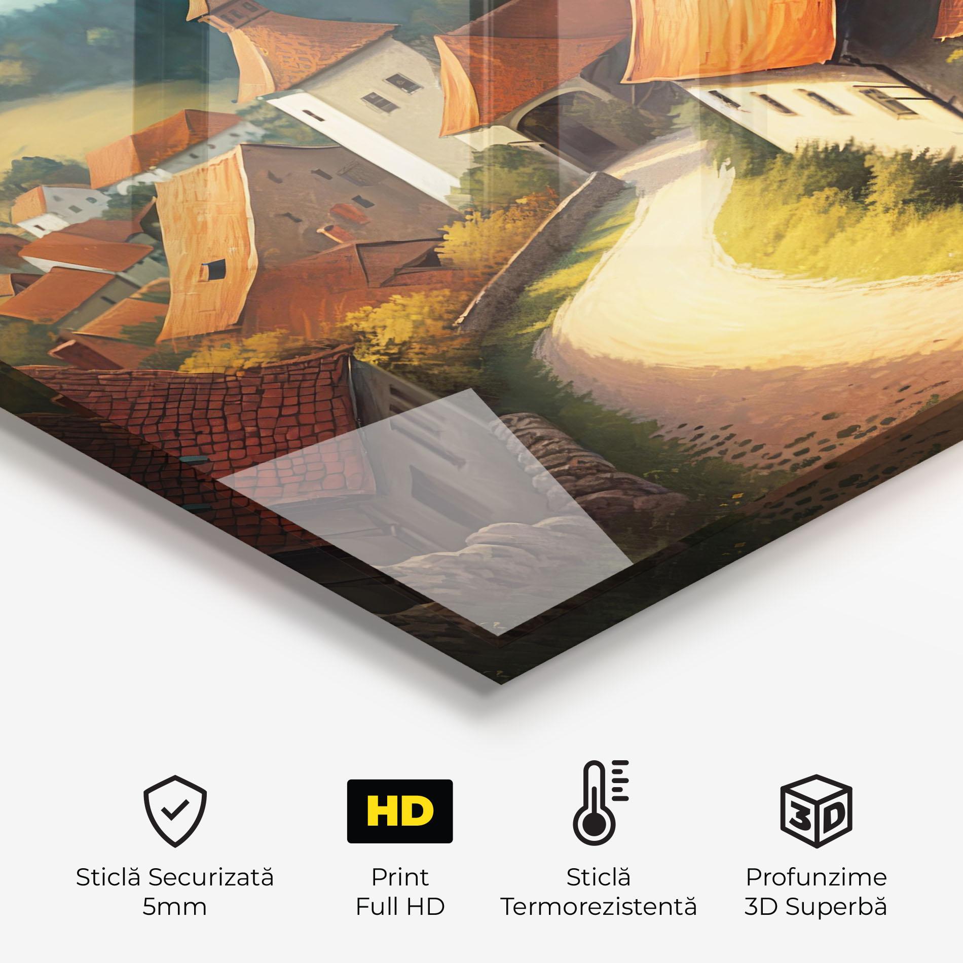 Panou Sticla Bucatarie Countryside Village mockup 2