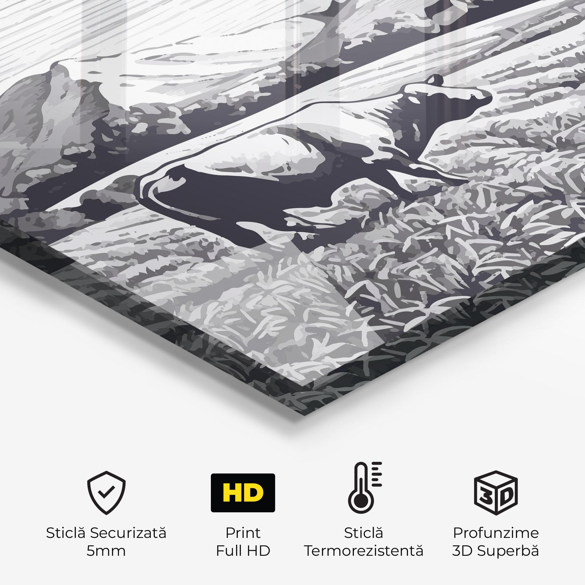Panou Sticla Bucatarie Cow Grey Ink mockup 2