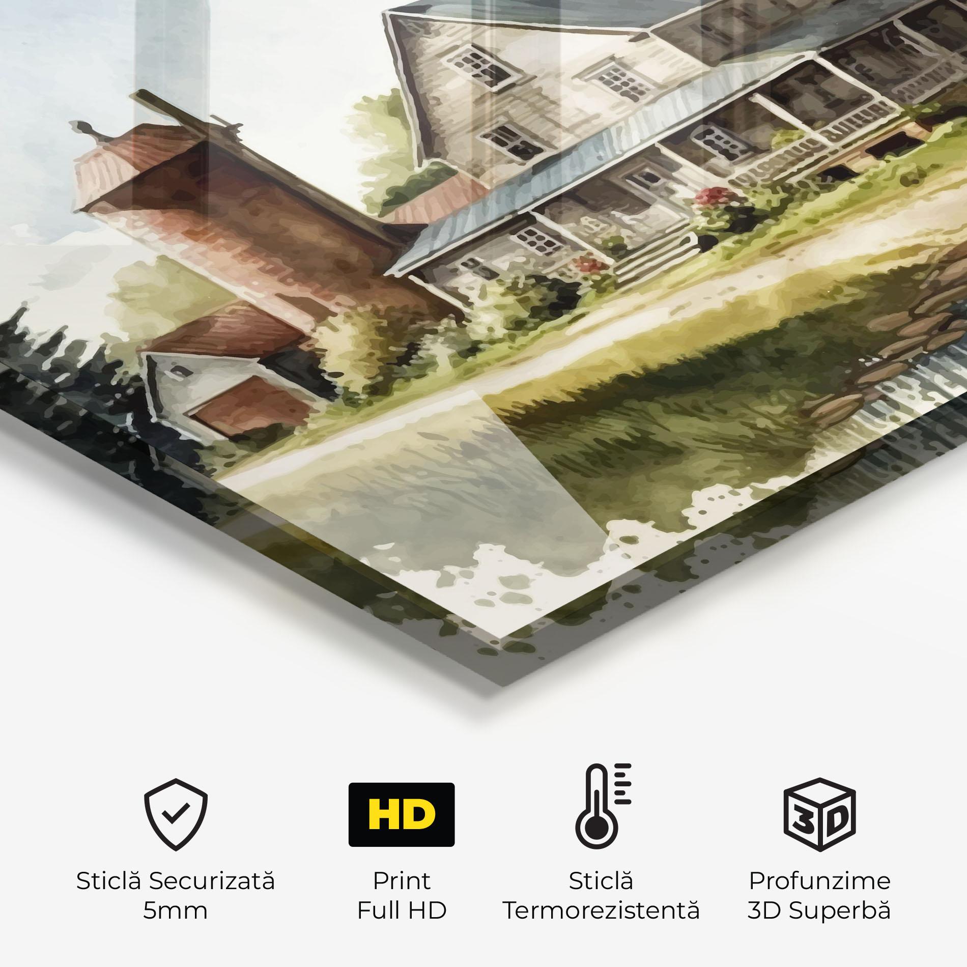 Panou Sticla Bucatarie Farm Blue Car mockup 2