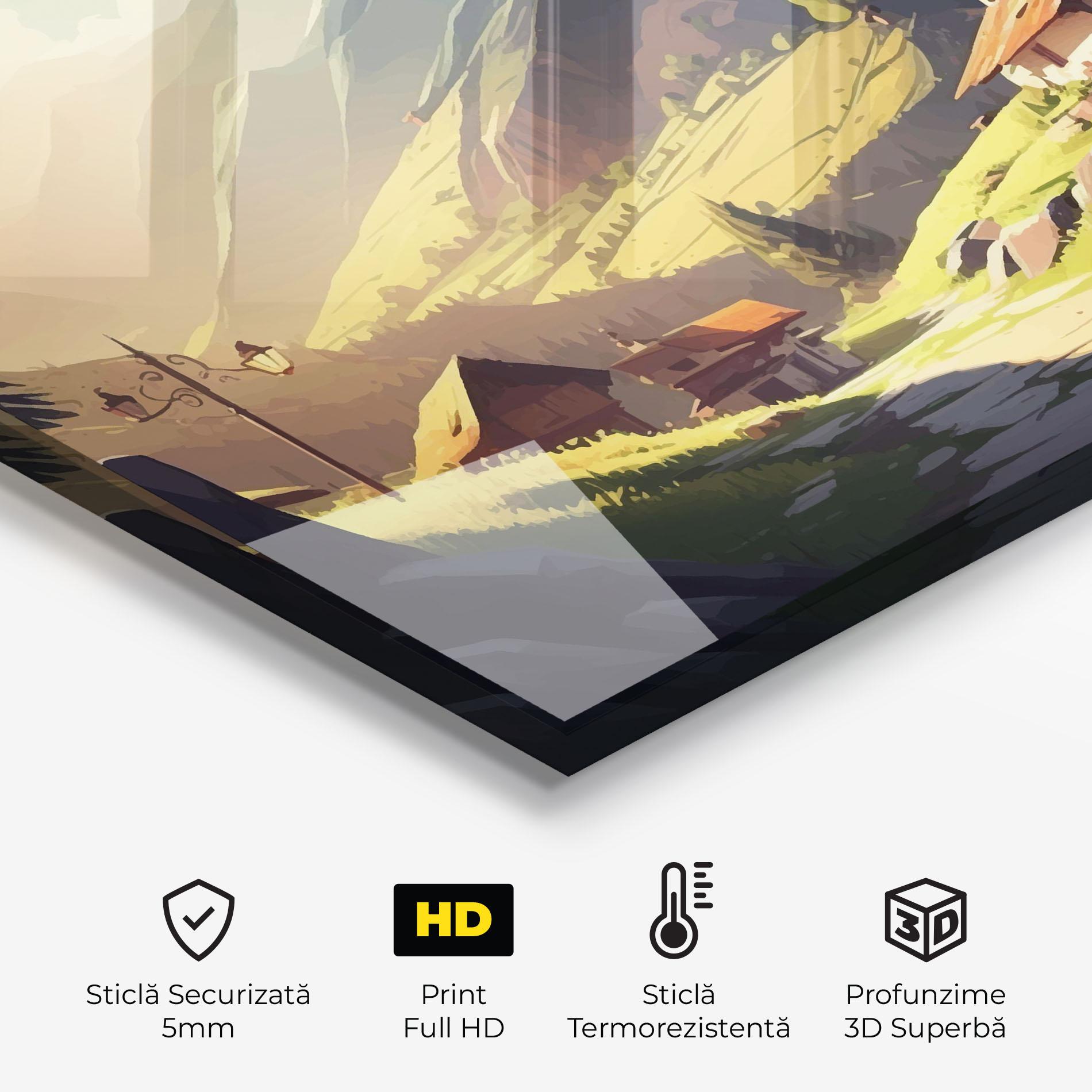 Panou Sticla Bucatarie Grassy Mountain View mockup 2