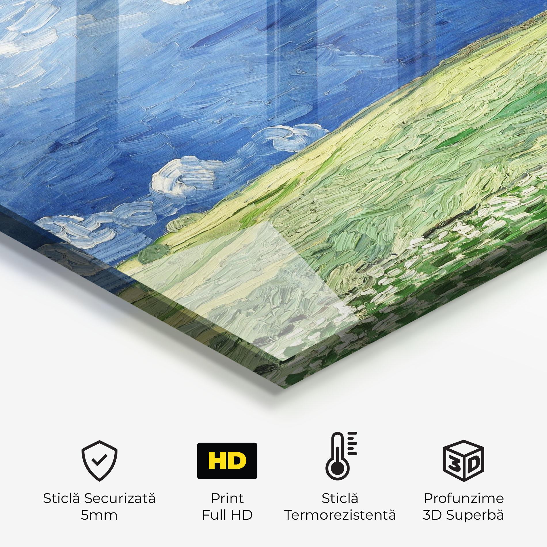 Panou Sticla Bucatarie Green Blue Field mockup 2