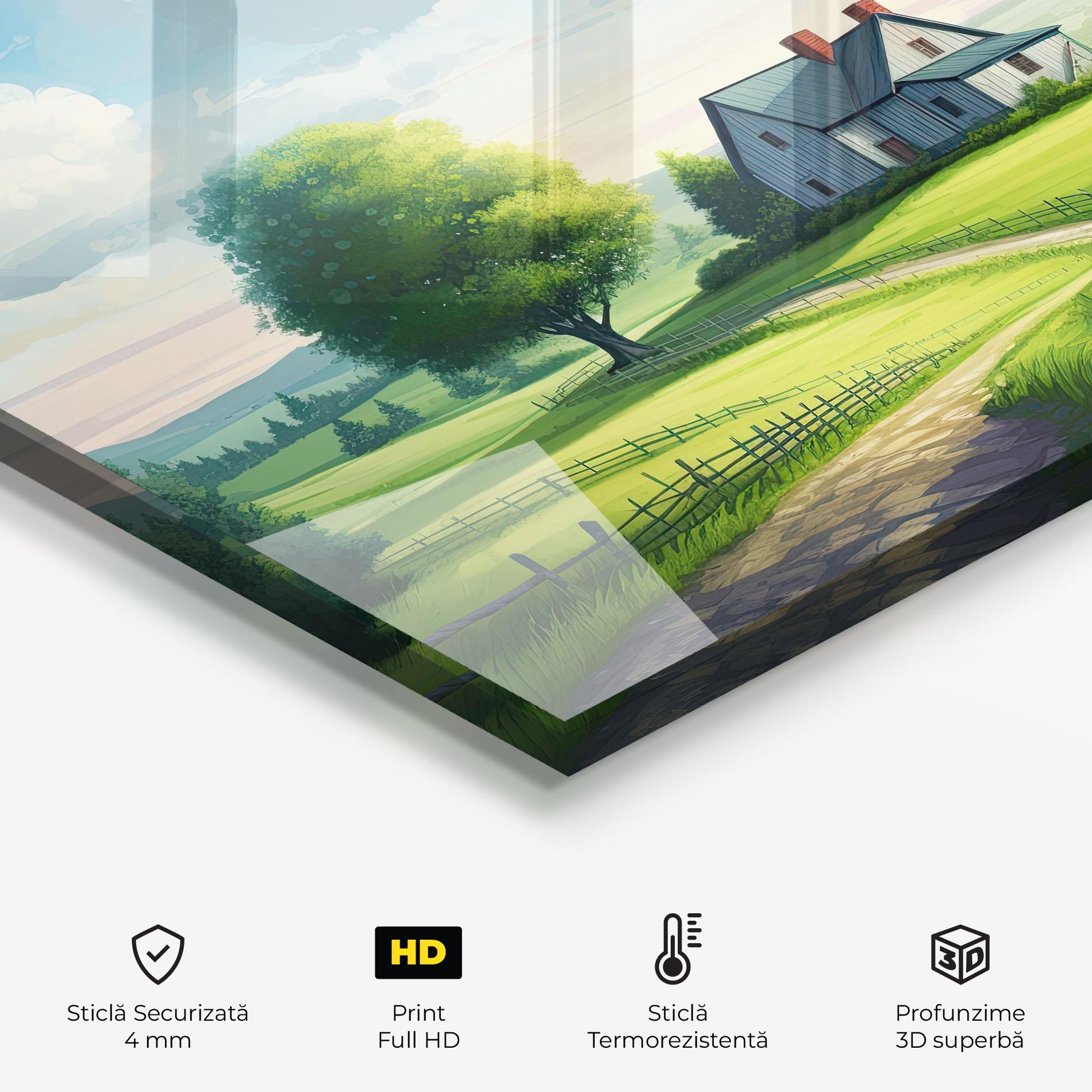 Panou Sticla Bucatarie Calming Rural View mockup 2