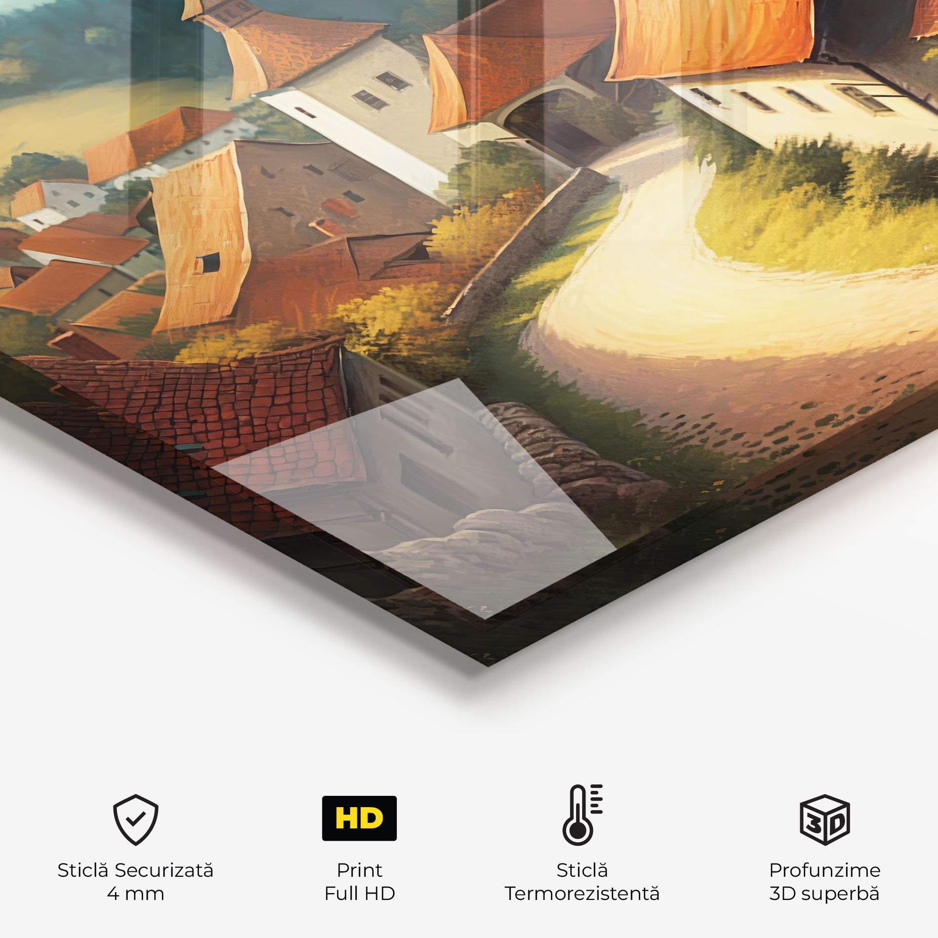 Panou Sticla Bucatarie Countryside Village mockup 2