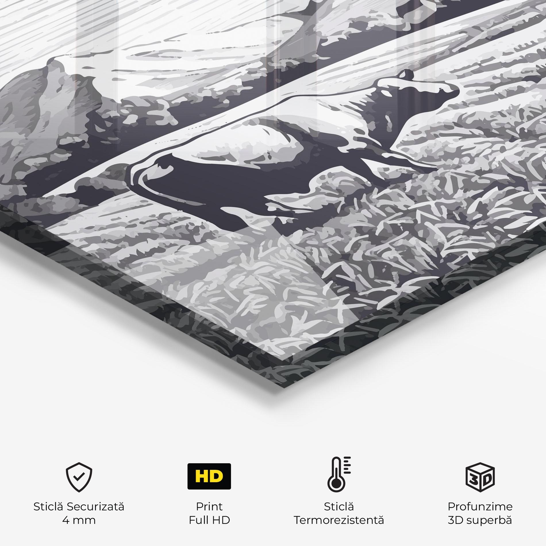 Panou Sticla Bucatarie Cow Grey Ink mockup 2