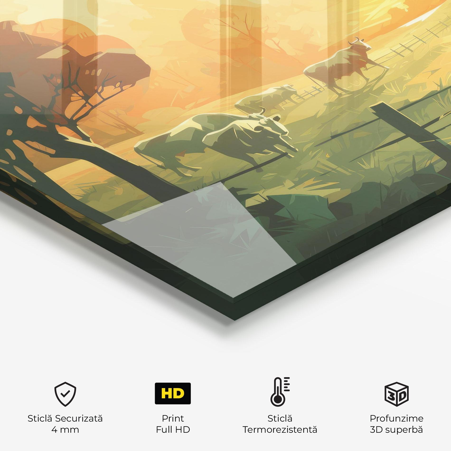 Panou Sticla Bucatarie Cows Grazing mockup 2