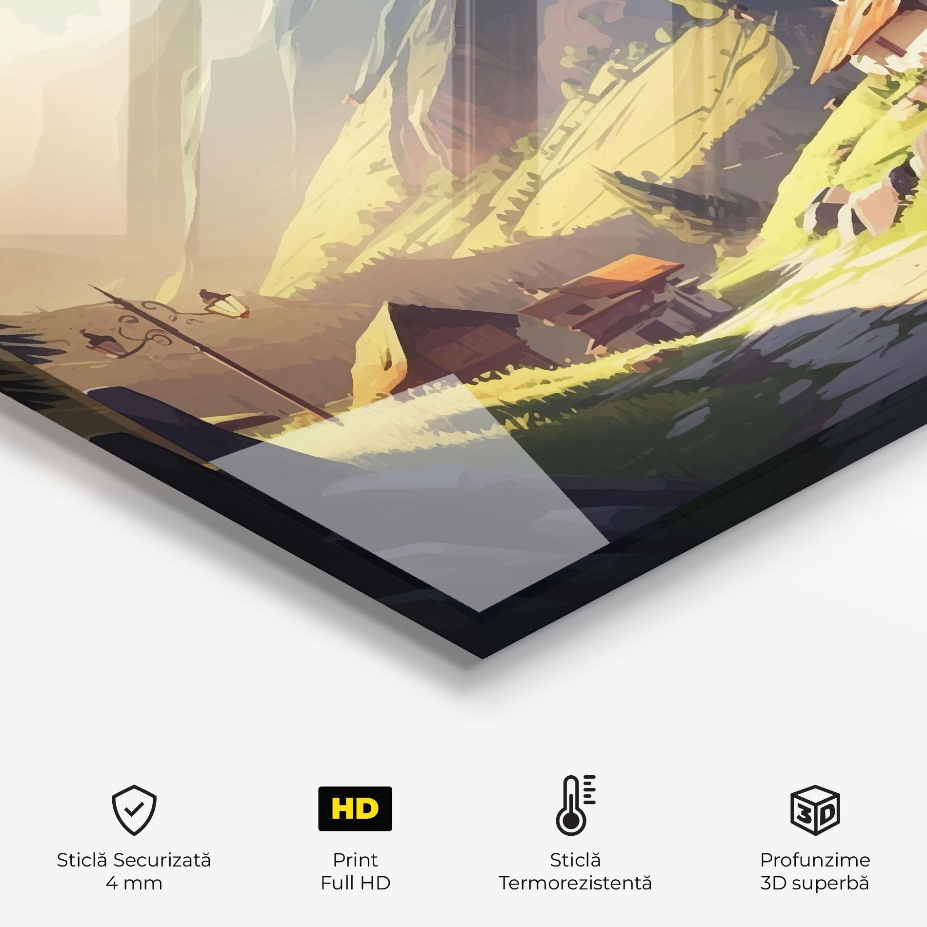 Panou Sticla Bucatarie Grassy Mountain View mockup 2