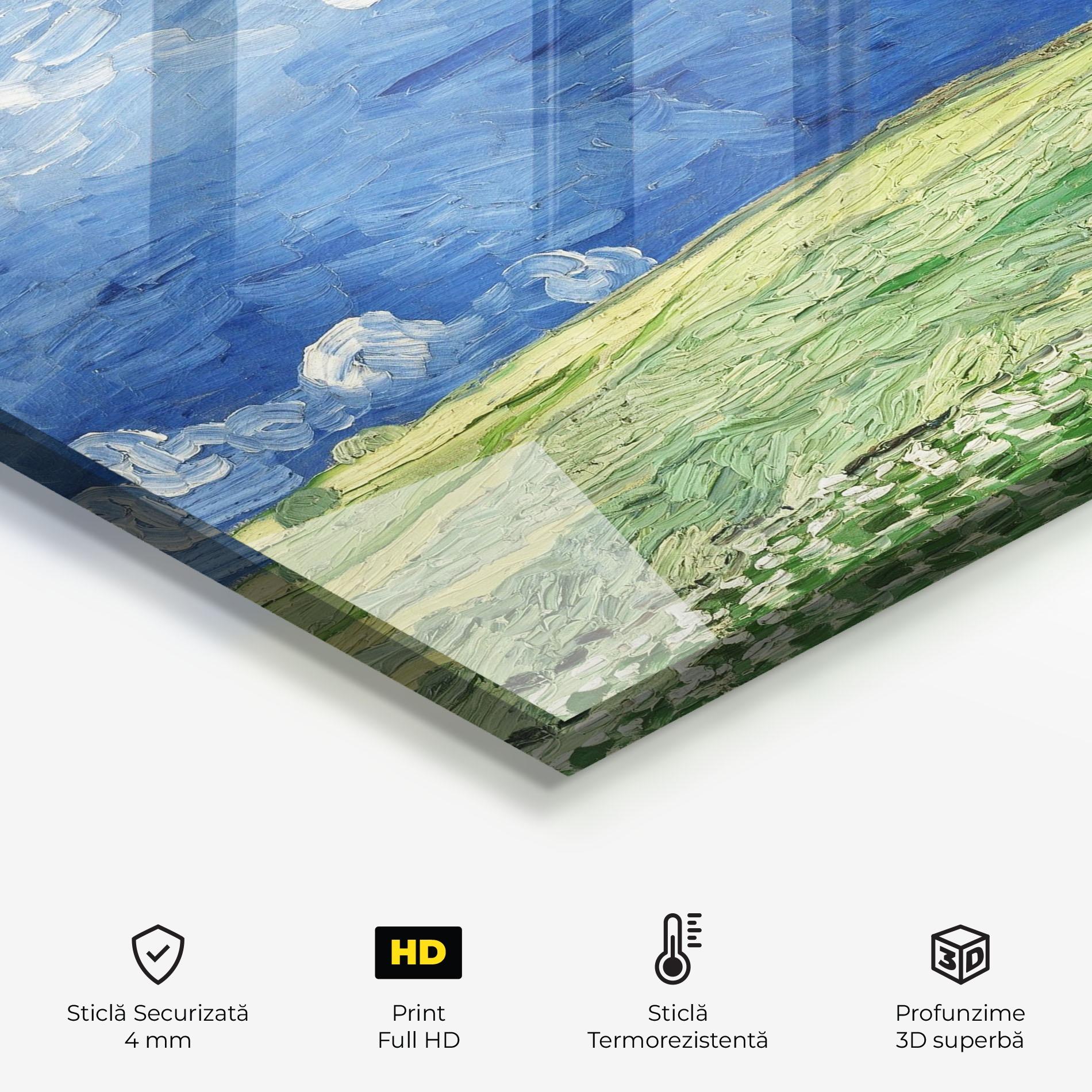 Panou Sticla Bucatarie Green Blue Field mockup 2