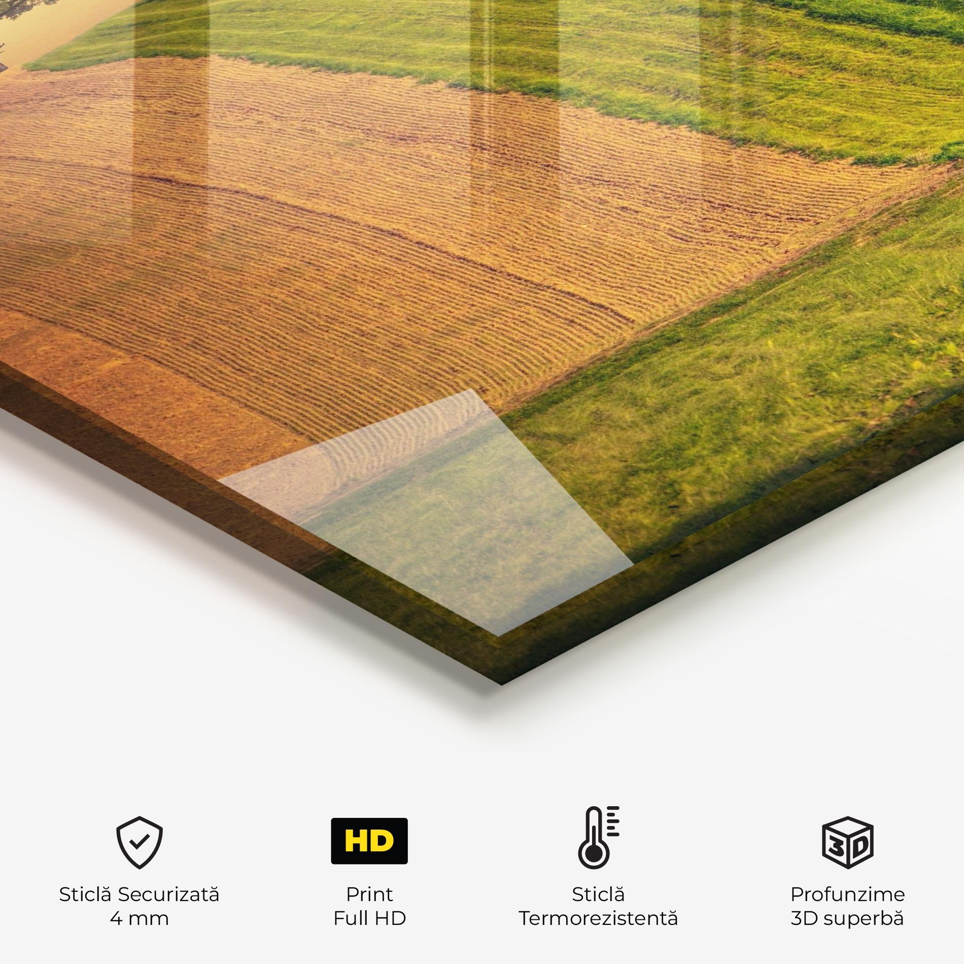 Panou Sticla Bucatarie Green Cream Field mockup 2