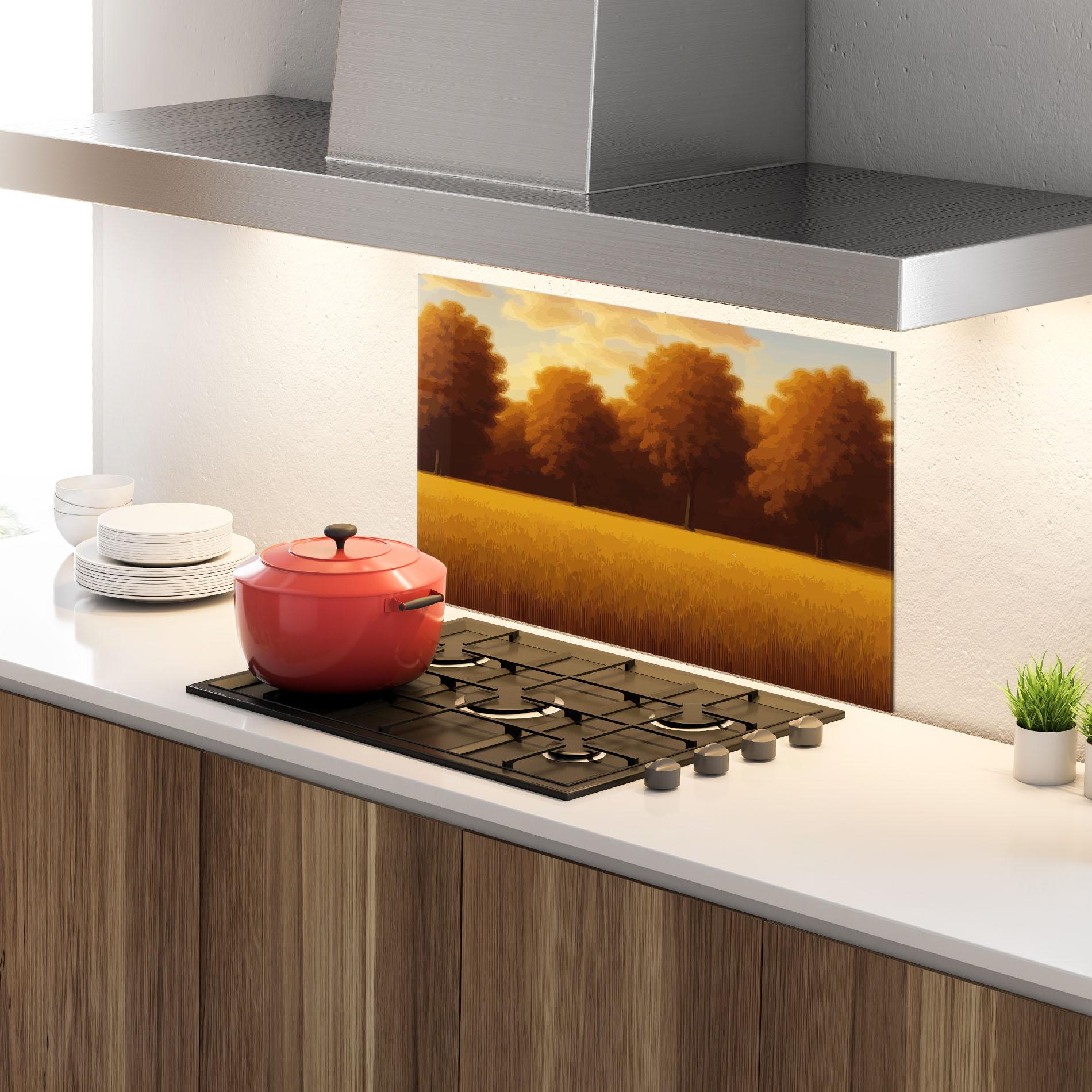 Panou Sticla Bucatarie Autumn Country Tree mockup 4