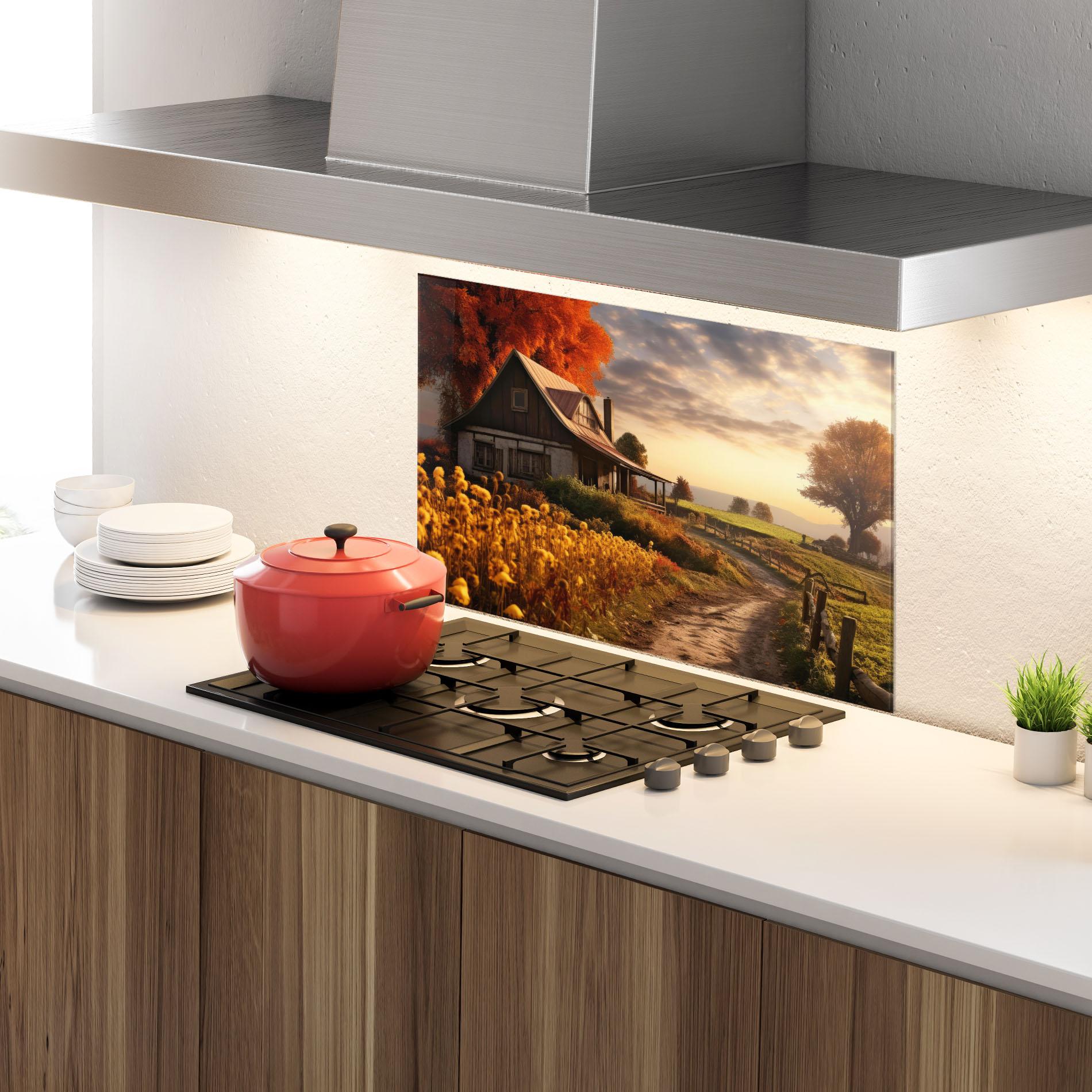 Panou Sticla Bucatarie Autumn Farm House mockup 4