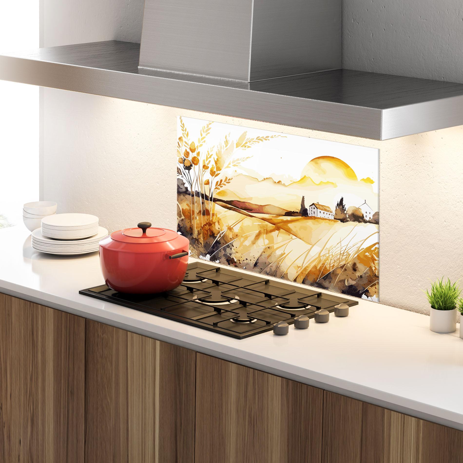 Panou Sticla Bucatarie Crops Field mockup 4