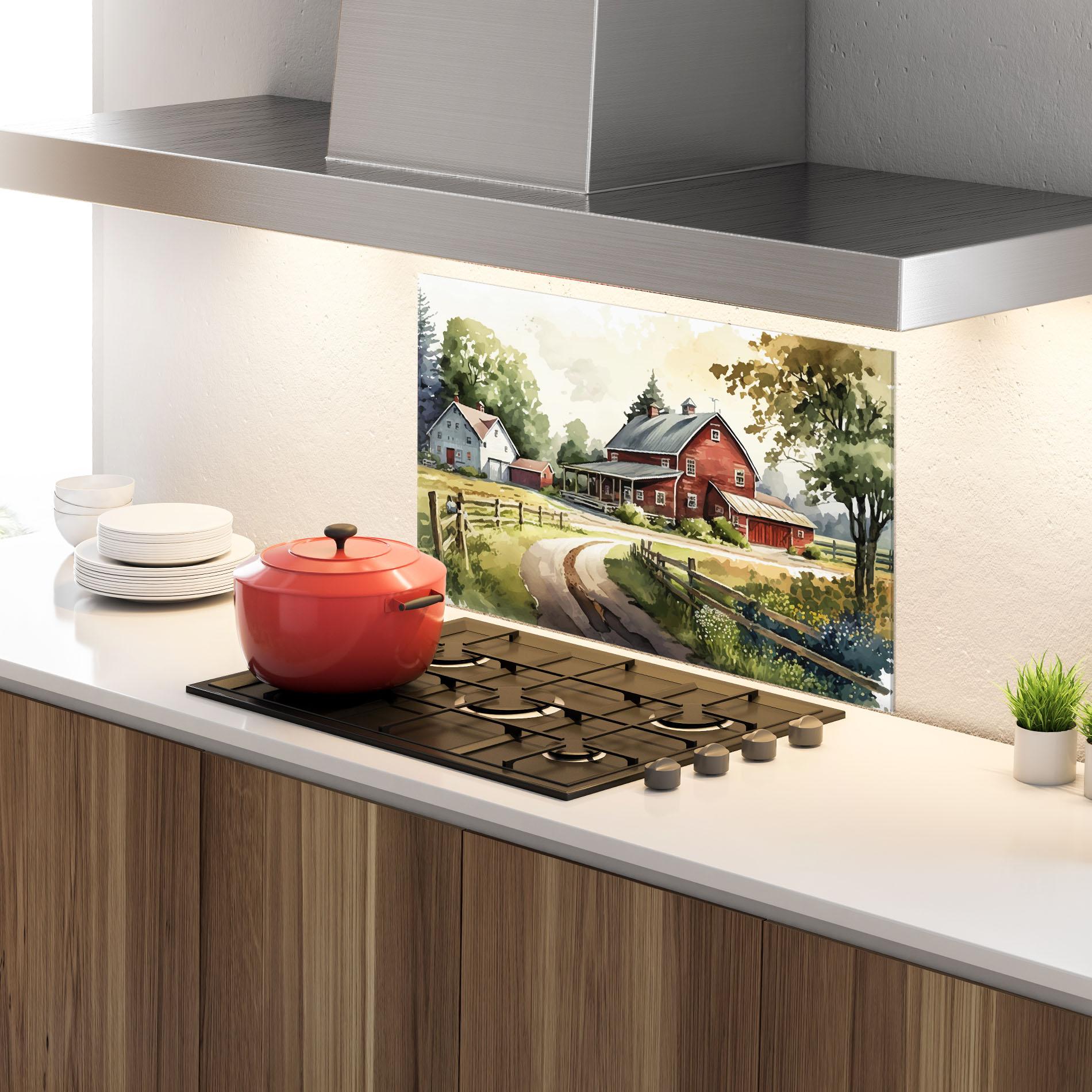 Panou Sticla Bucatarie Farmhouse Painting mockup 4