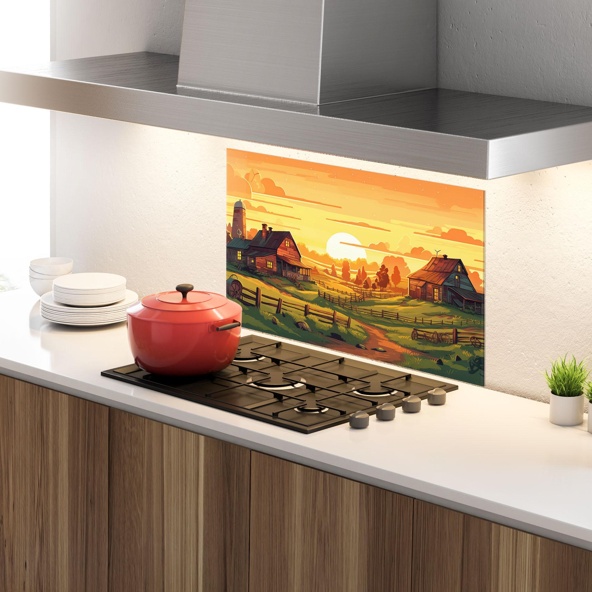 Panou Sticla Bucatarie Farmhouse Sunlight mockup 4