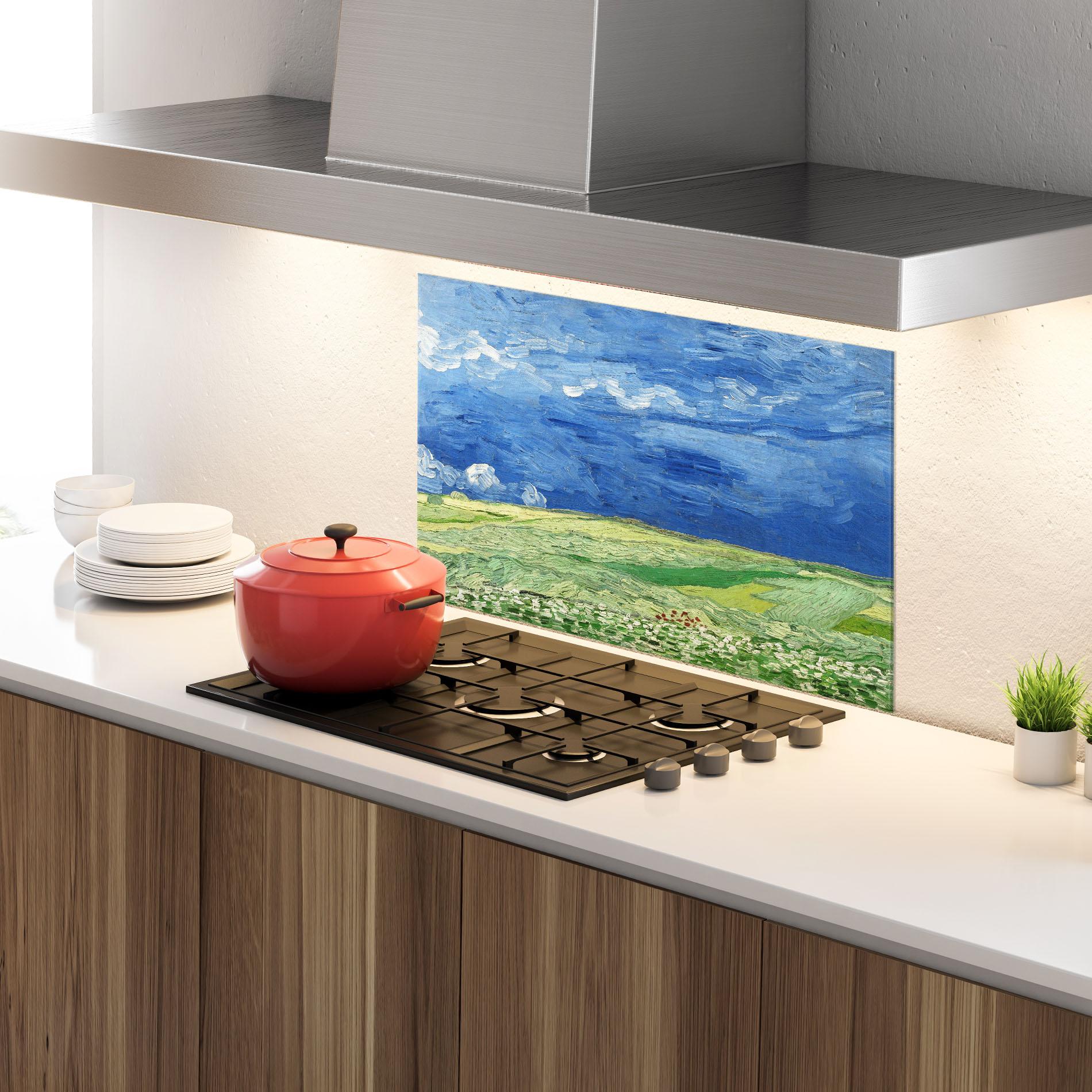 Panou Sticla Bucatarie Green Blue Field mockup 4