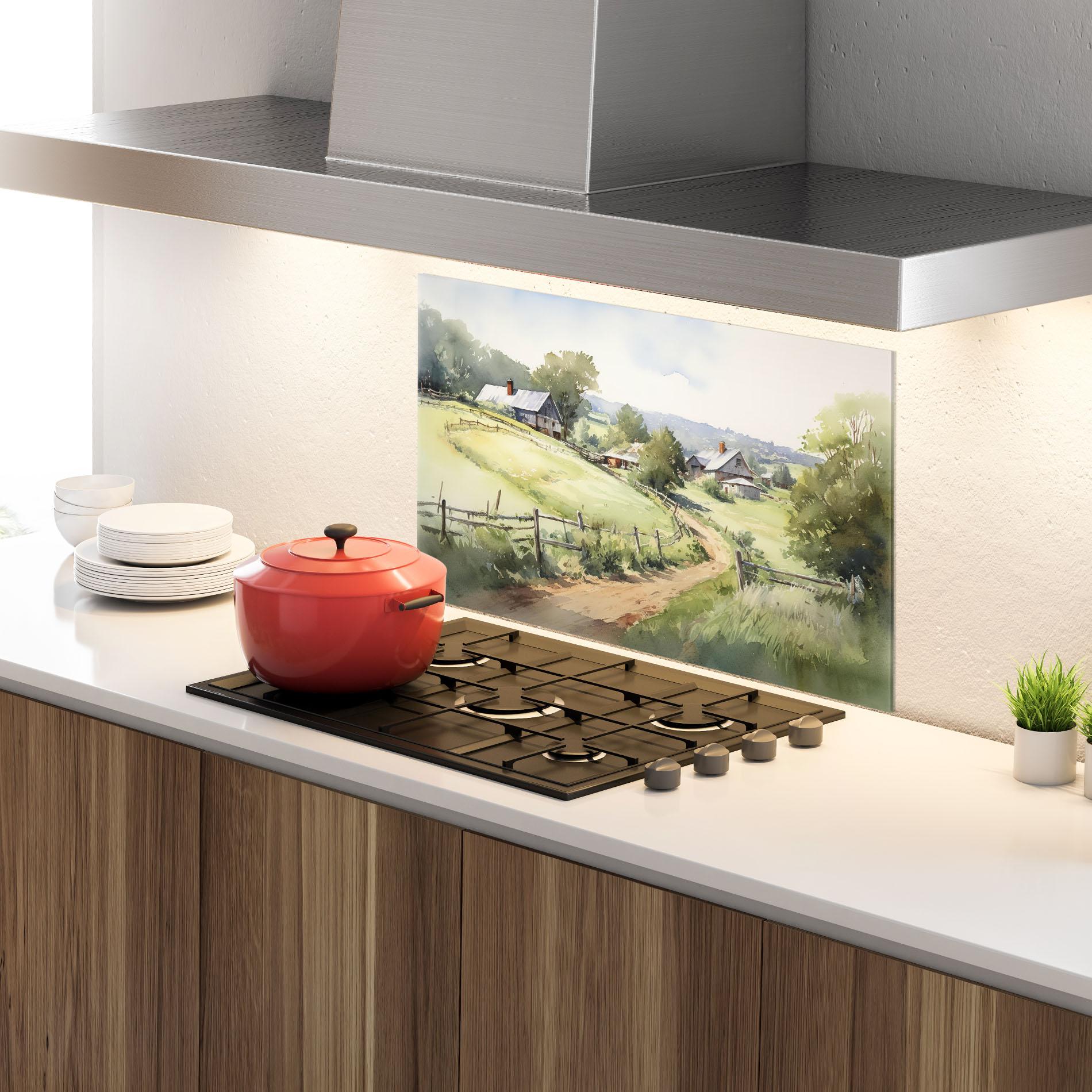 Panou Sticla Bucatarie Rural Farm mockup 4