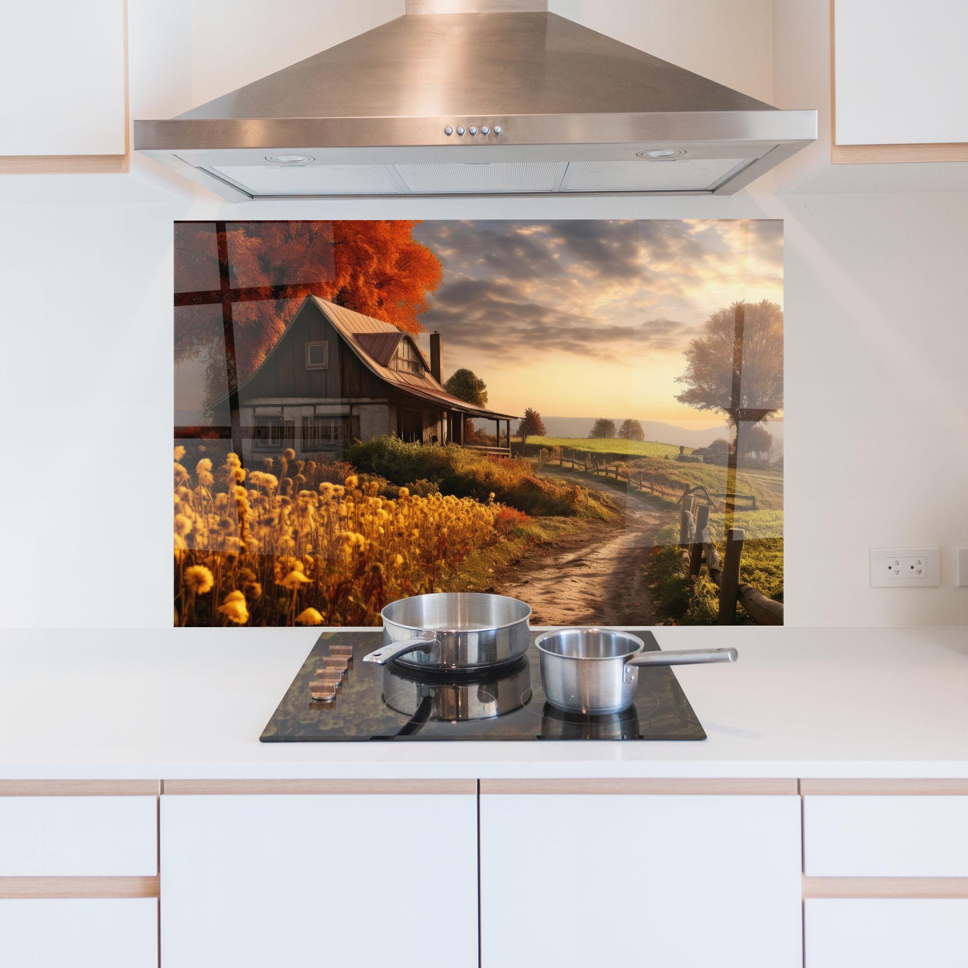Panou Sticla Bucatarie Autumn Farm House mockup 5