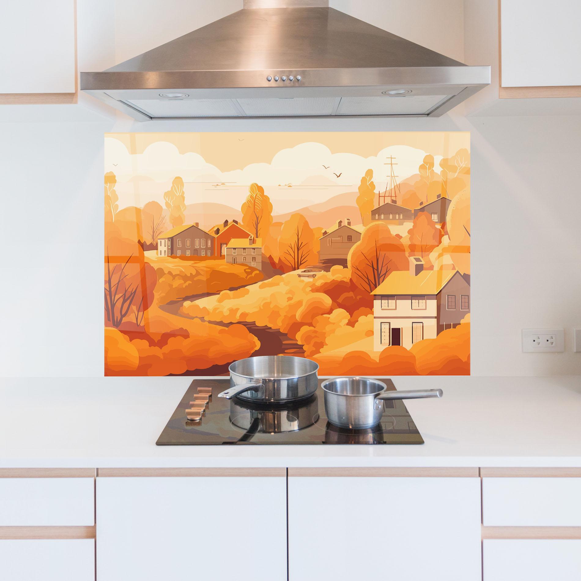 Panou Sticla Bucatarie Countryside Autumn mockup 5