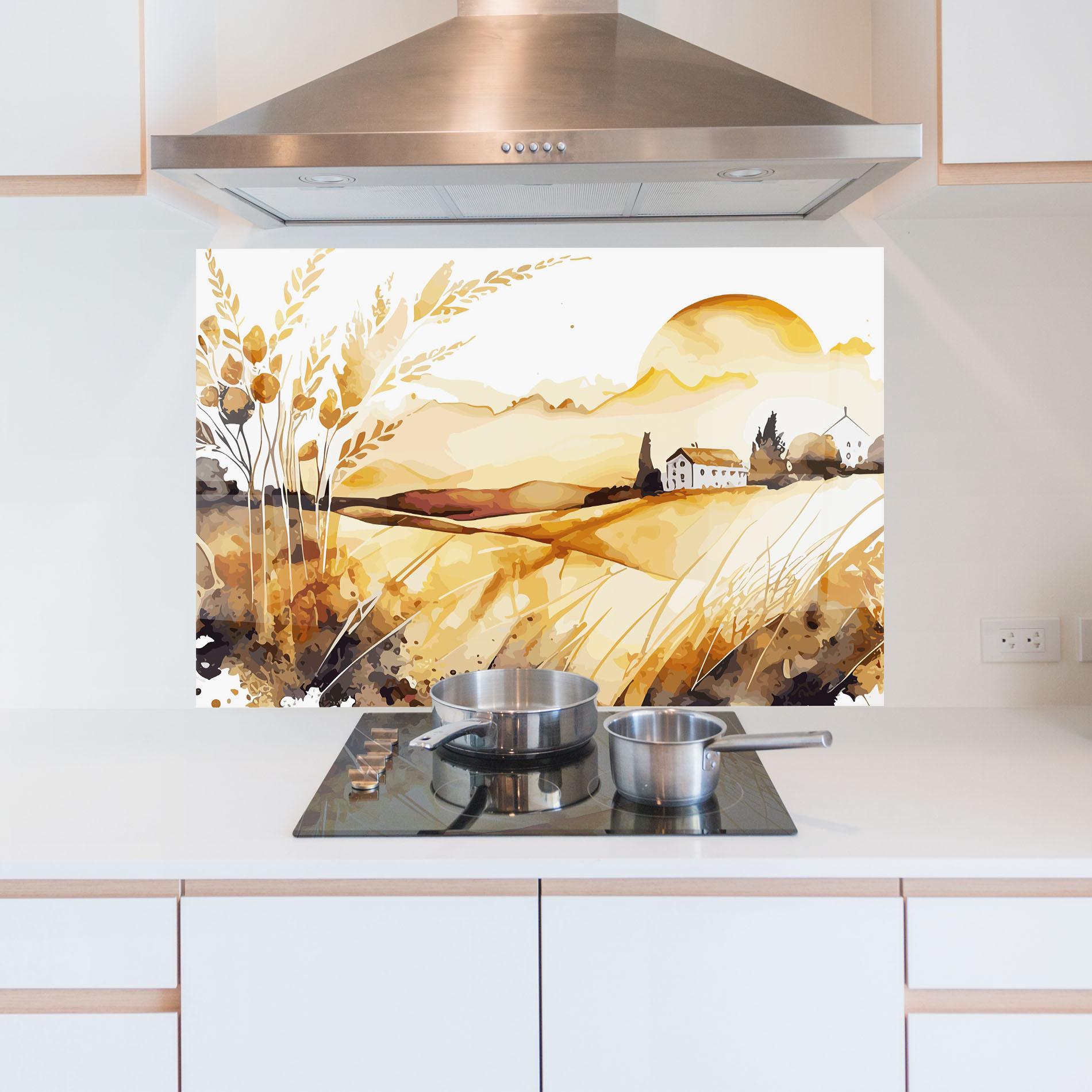 Panou Sticla Bucatarie Crops Field mockup 5