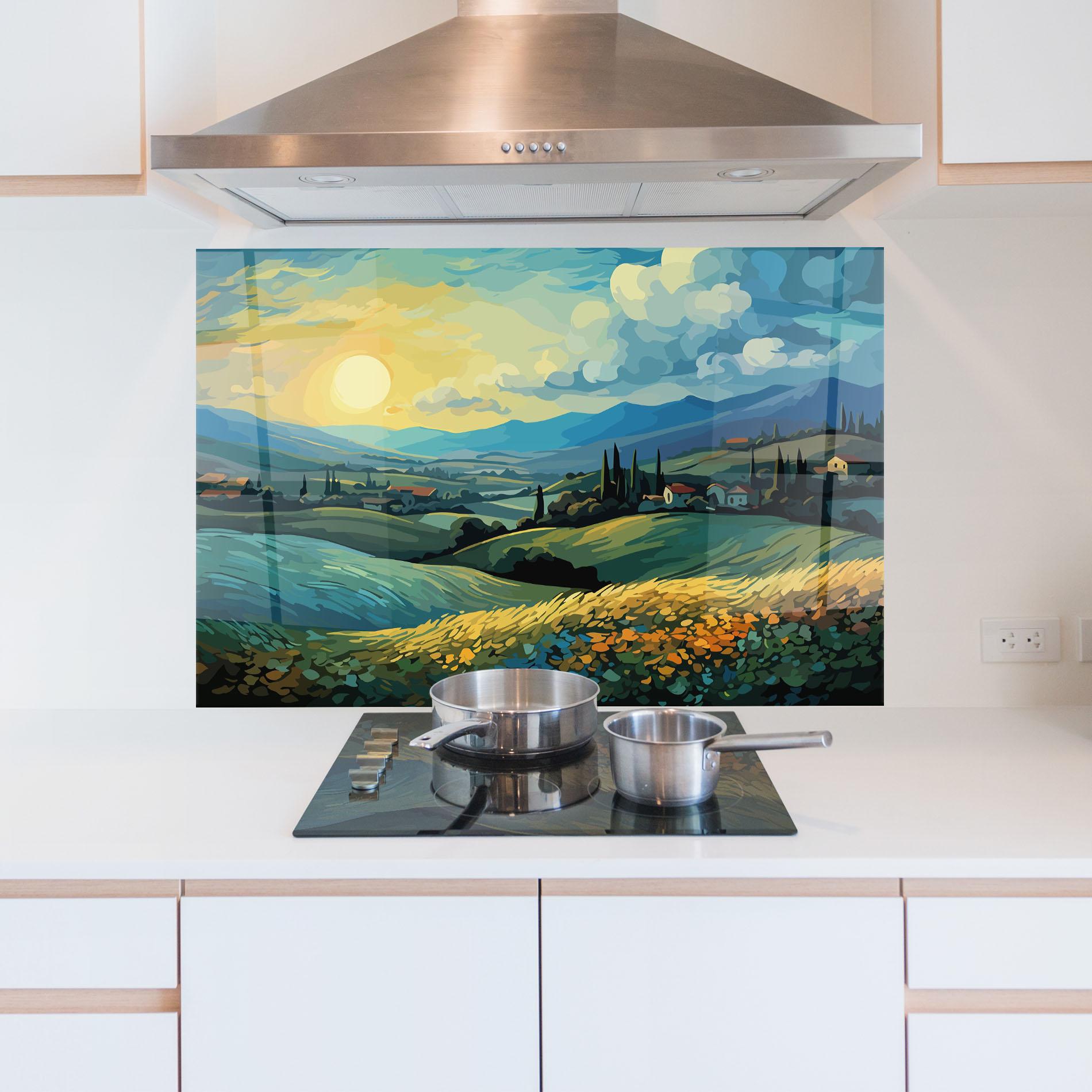 Panou Sticla Bucatarie Fantasy Blue View mockup 5