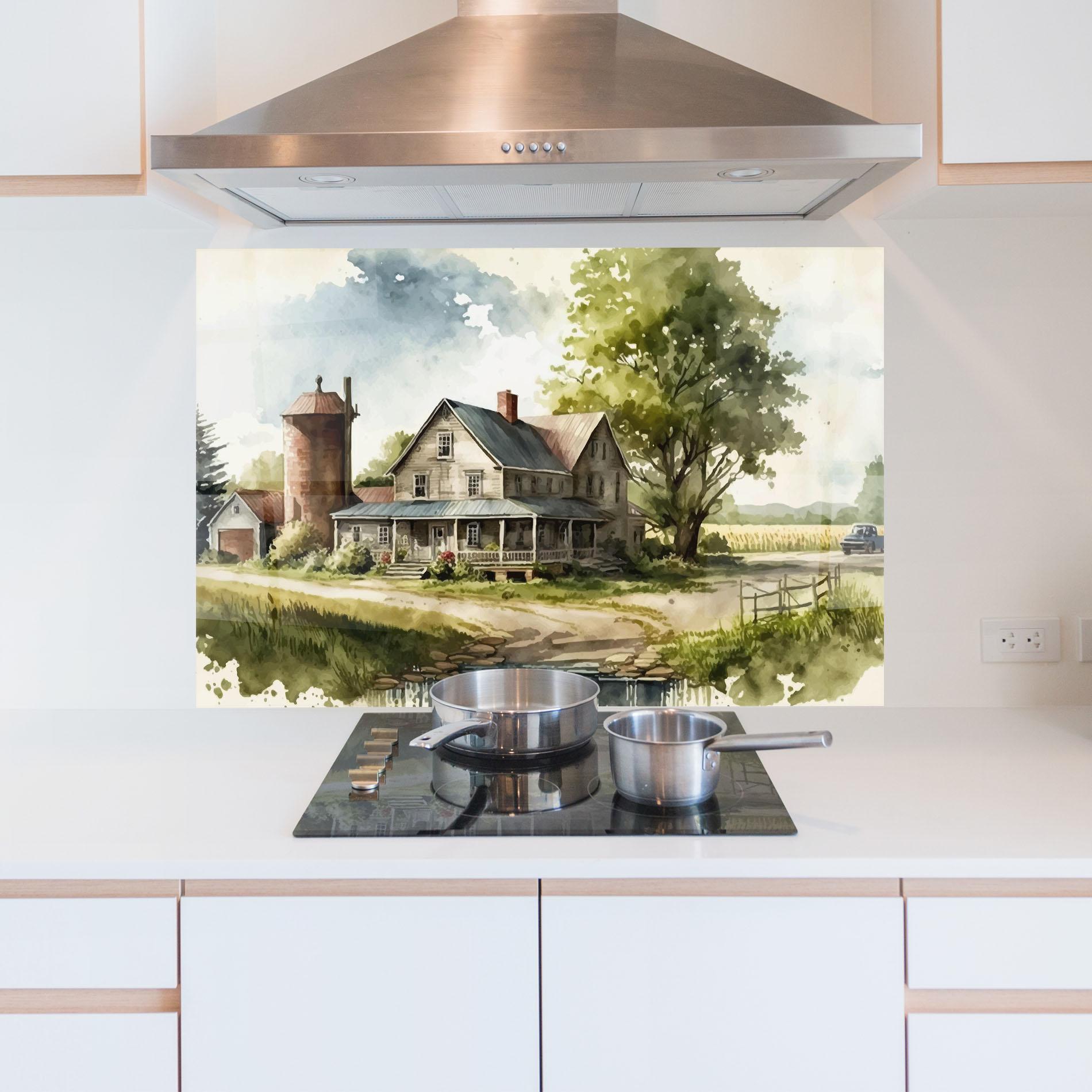 Panou Sticla Bucatarie Farm Blue Car mockup 5