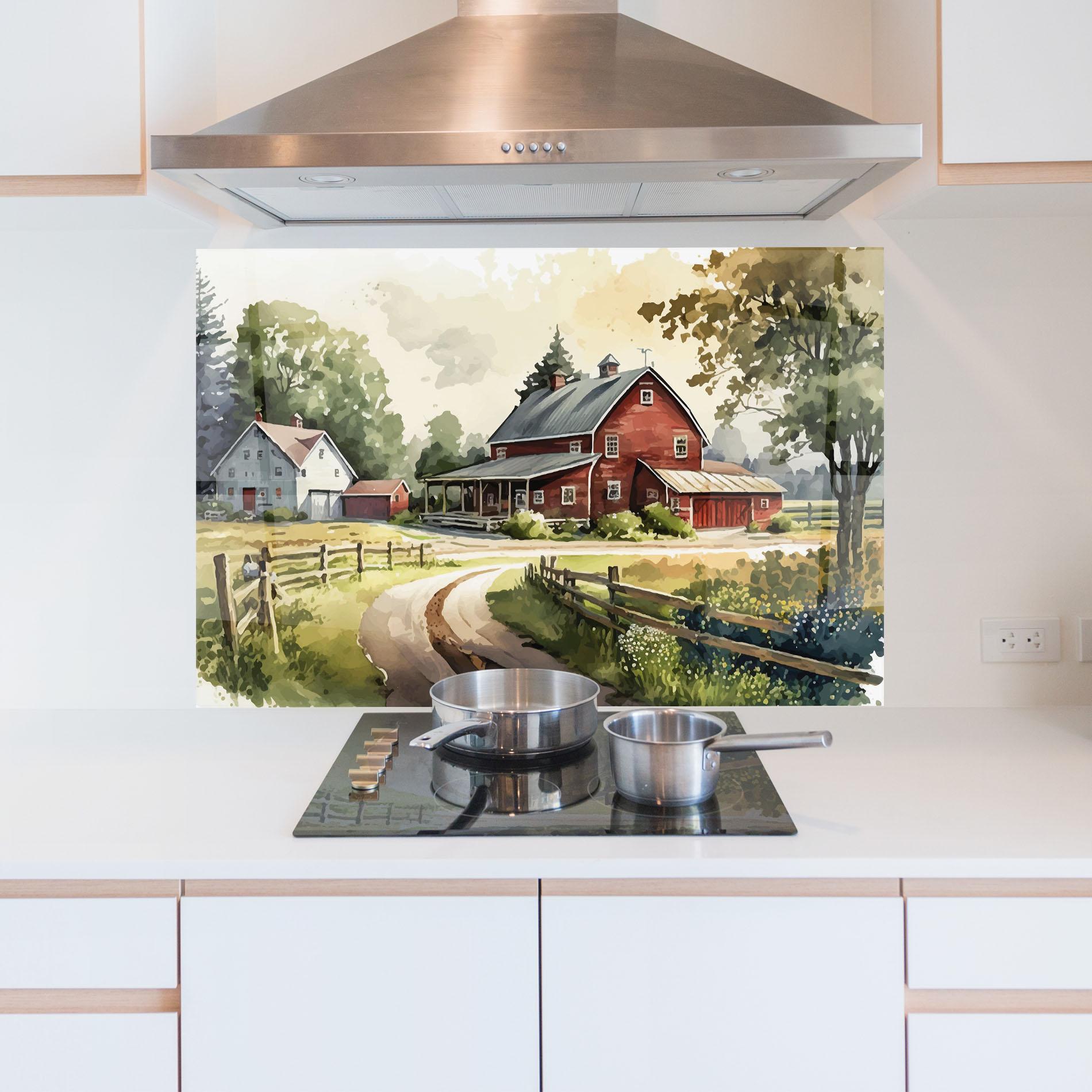 Panou Sticla Bucatarie Farmhouse Painting mockup 5