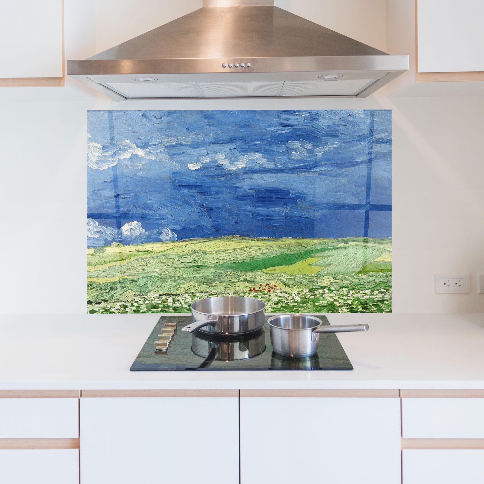 Panou Sticla Bucatarie Green Blue Field mockup 5