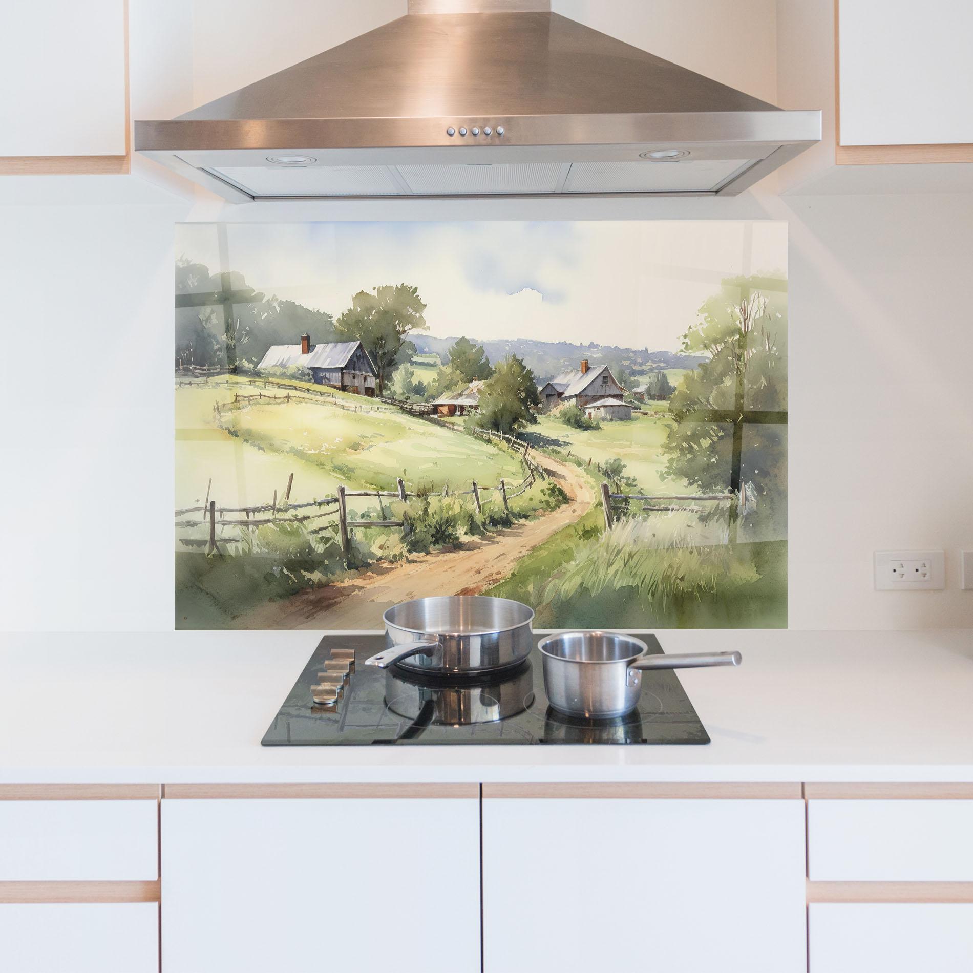 Panou Sticla Bucatarie Rural Farm mockup 5