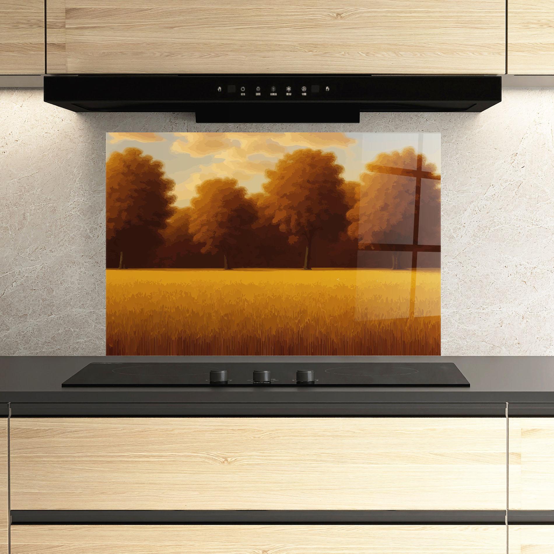 Panou Sticla Bucatarie Autumn Country Tree mockup 3