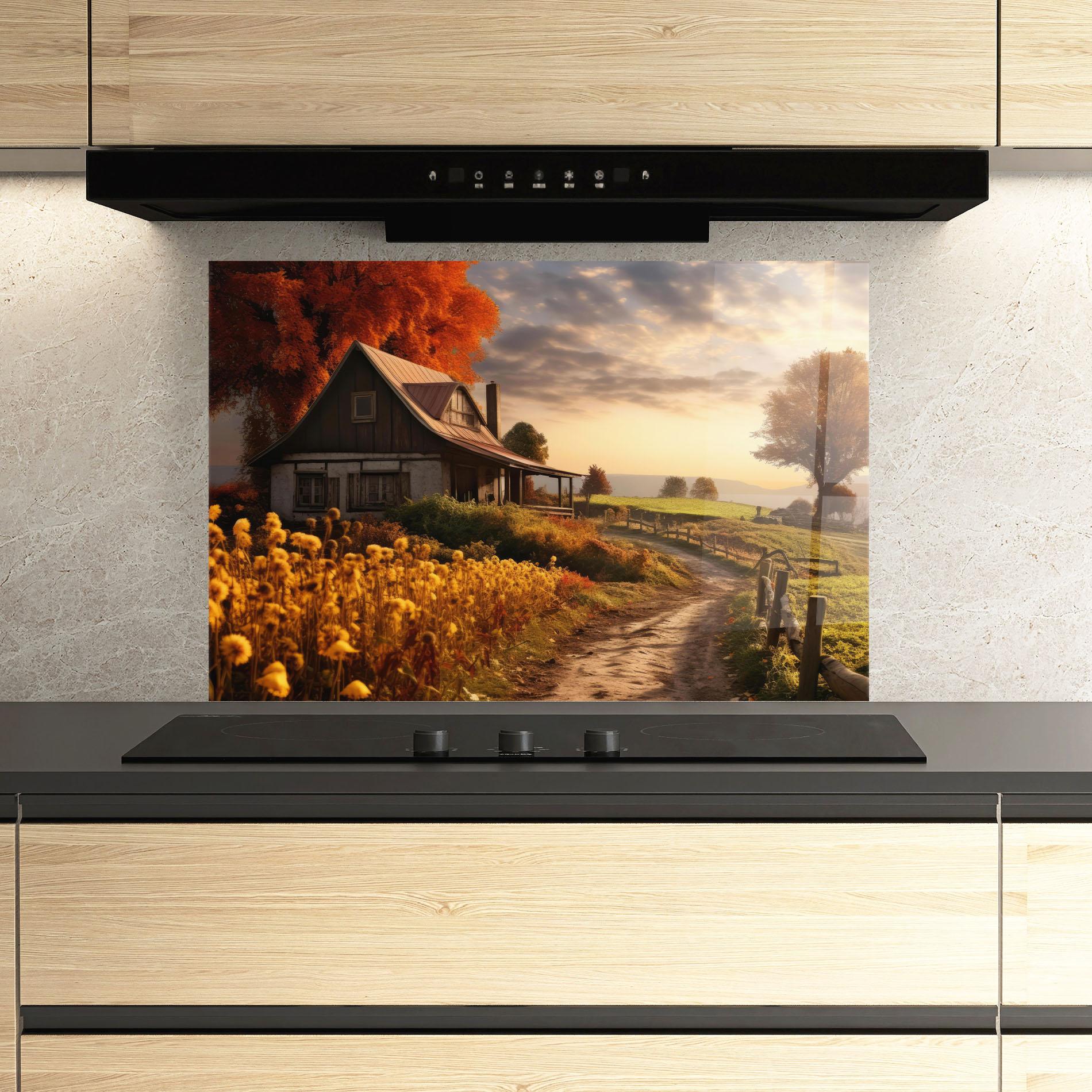 Panou Sticla Bucatarie Autumn Farm House mockup 3