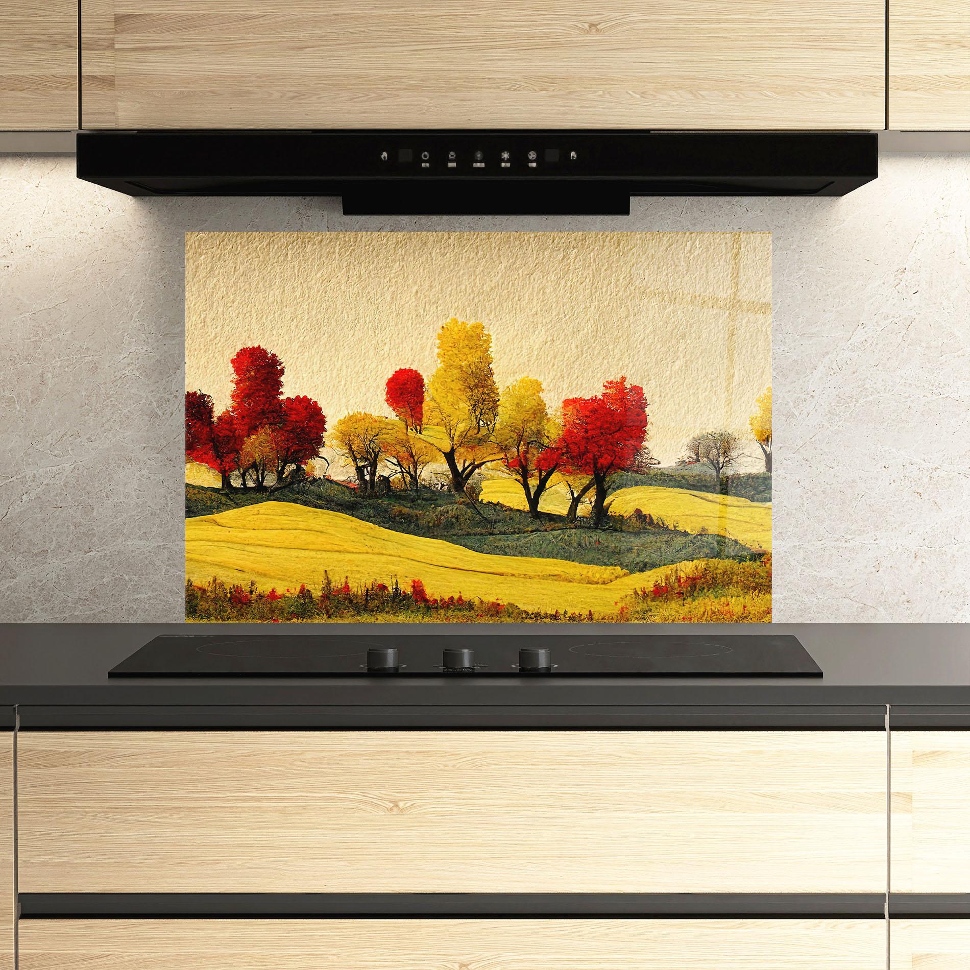 Panou Sticla Bucatarie Autumn Paper Style mockup 3