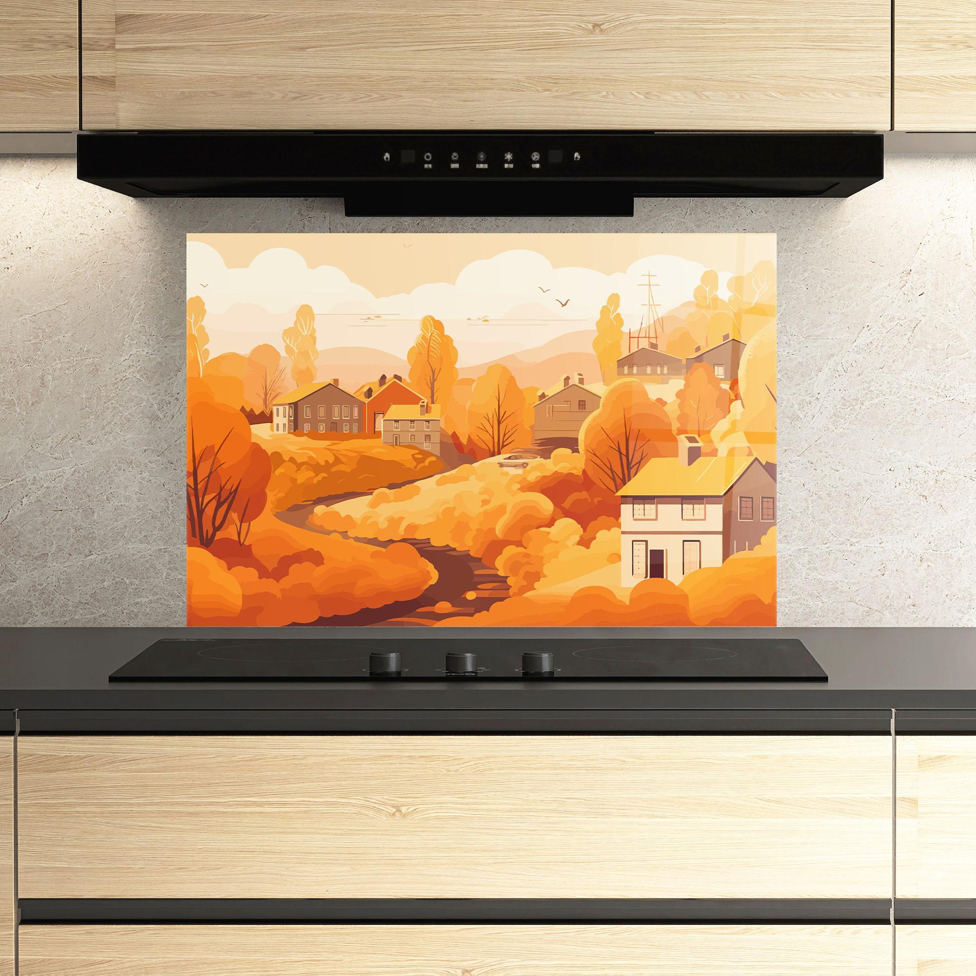 Panou Sticla Bucatarie Countryside Autumn mockup 3